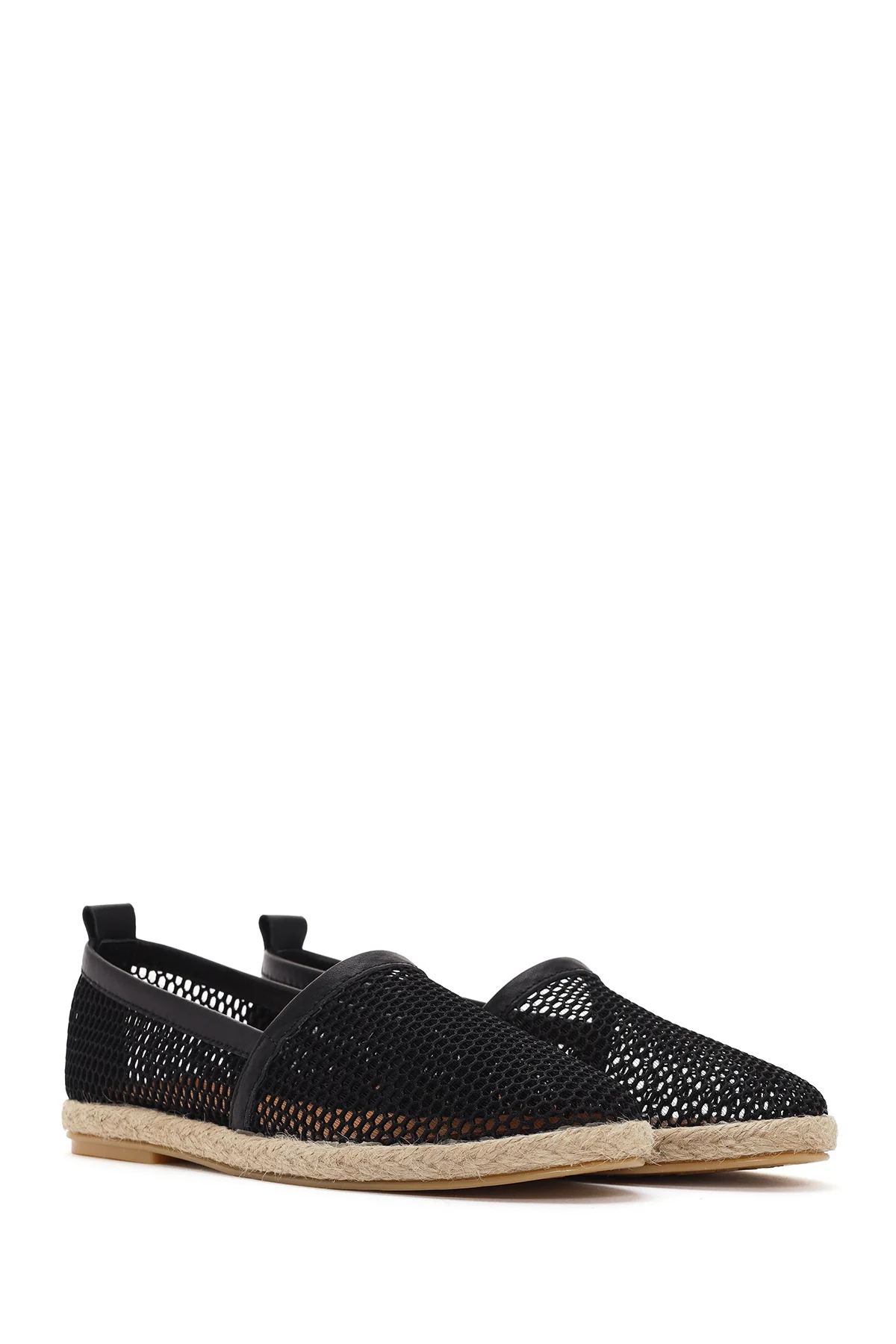 Kadın Siyah Deri Espadril - Image 3