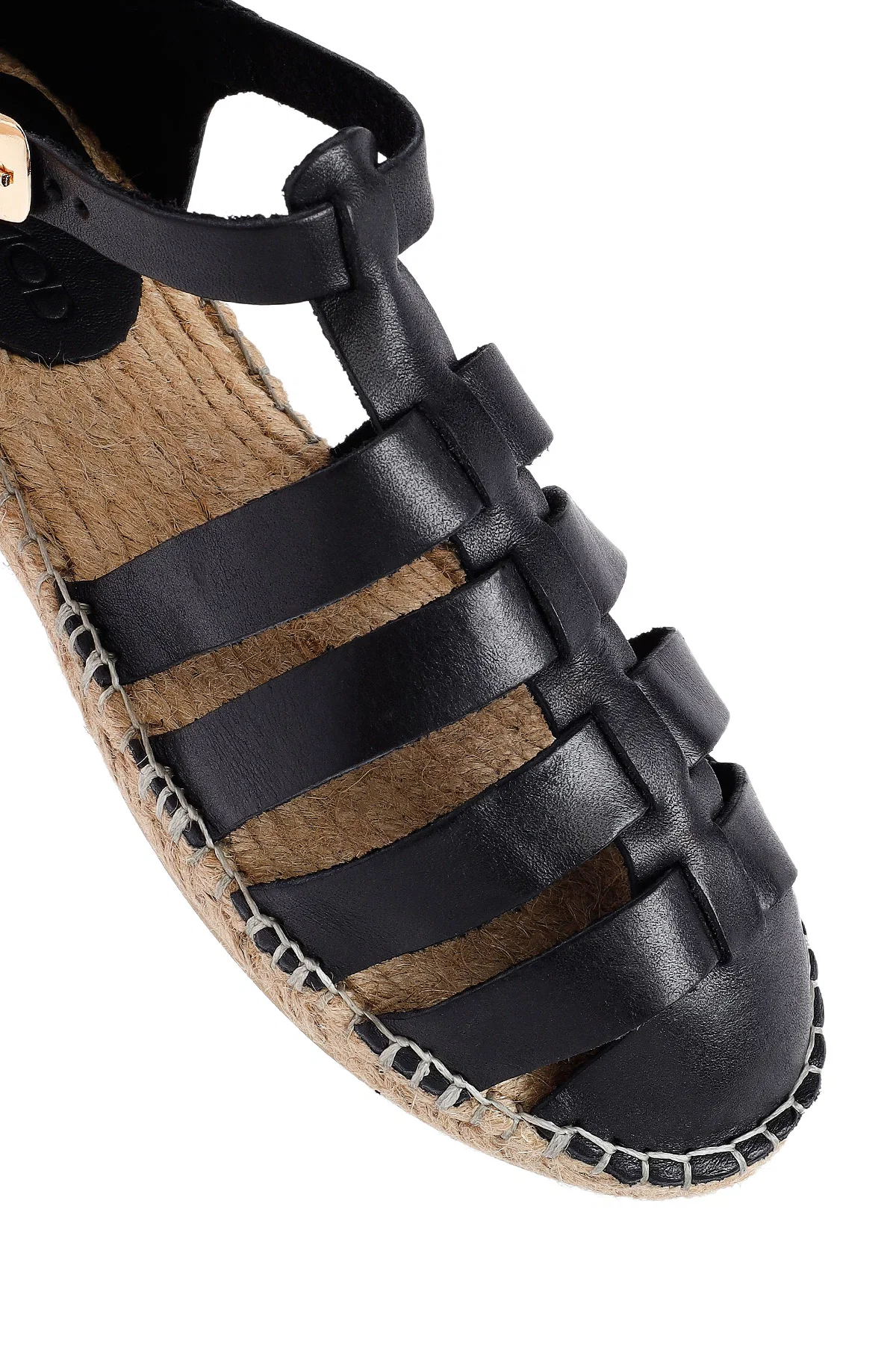 Kadın Siyah Deri Espadril - Image 11