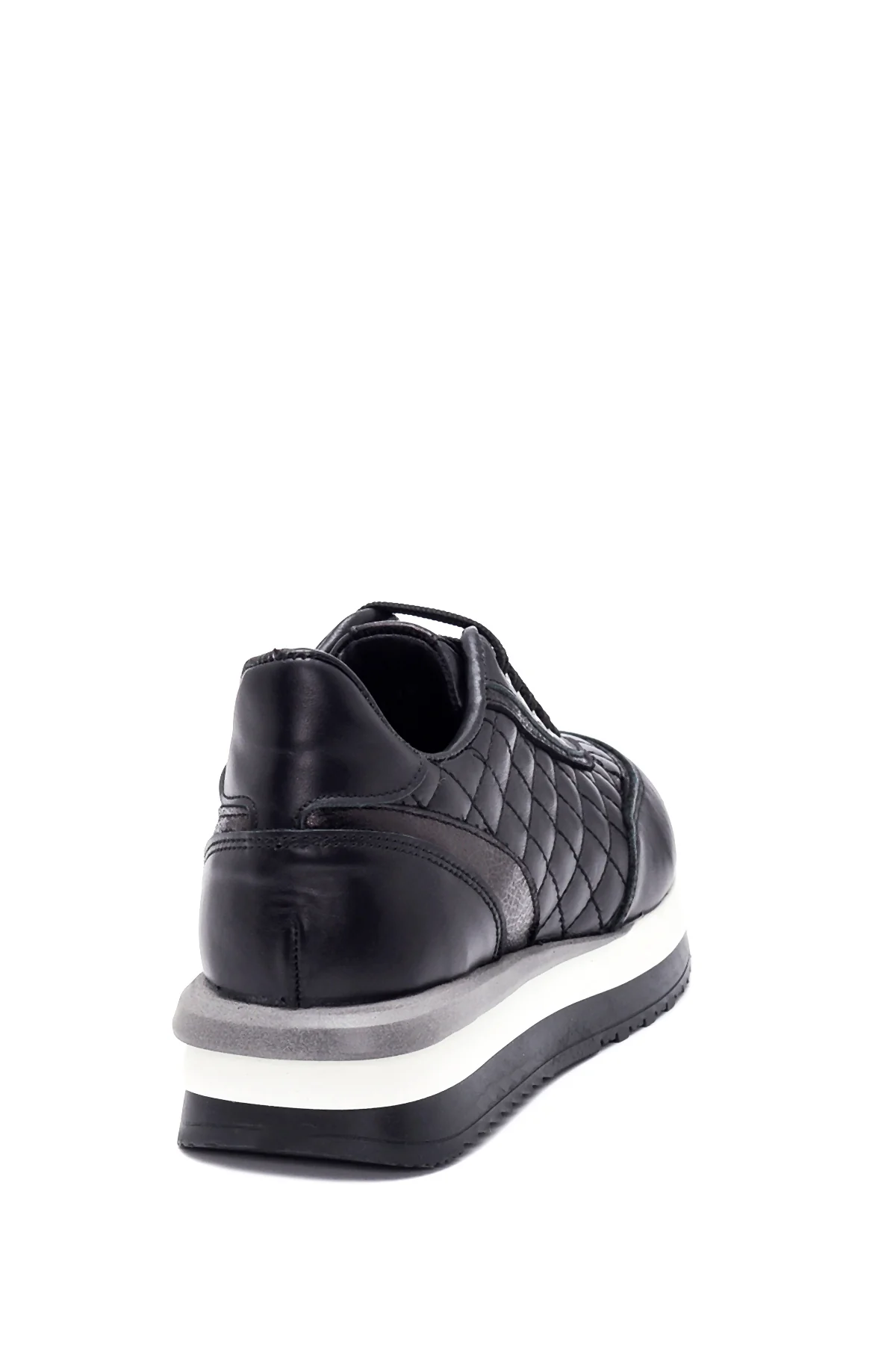 Kadın Siyah Deri Kalın Tabanlı Sneaker - Image 5