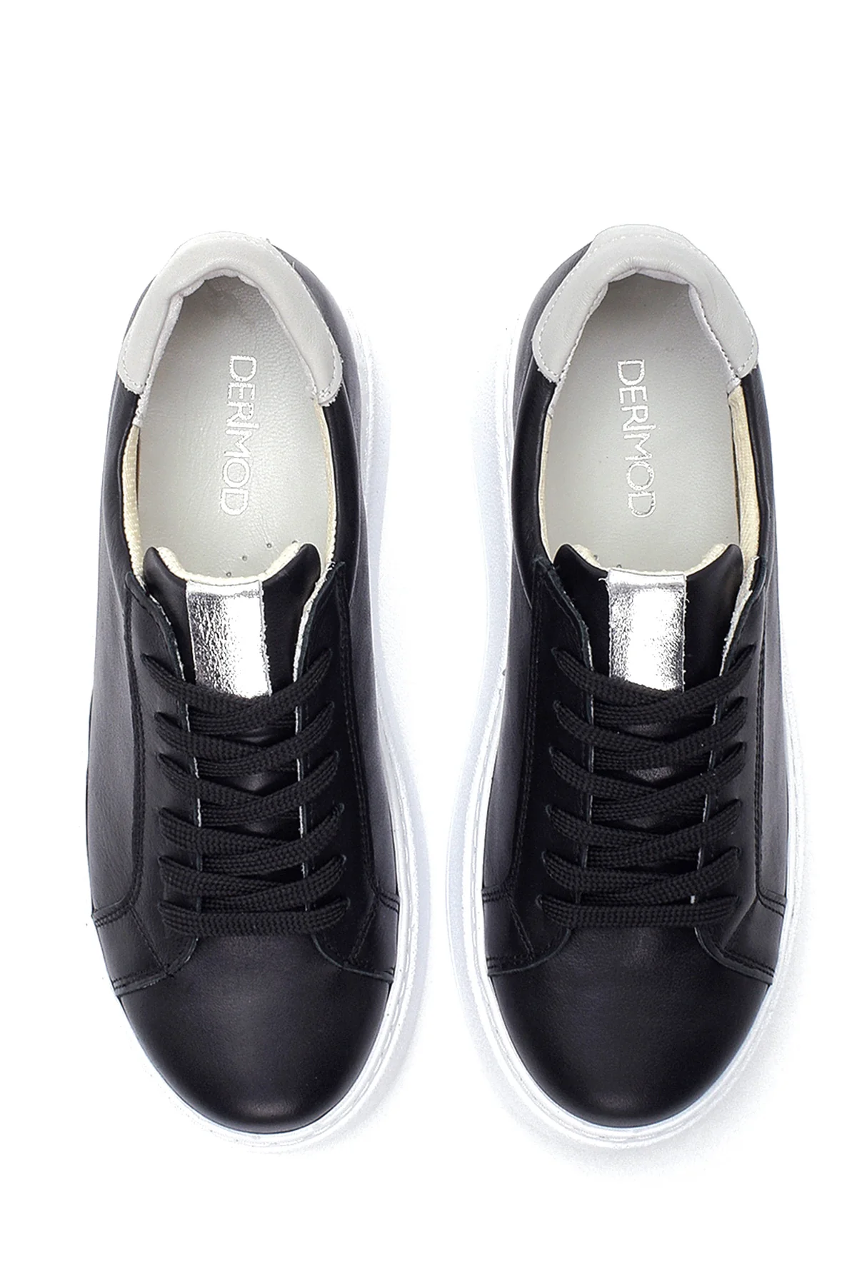 Kadın Siyah Deri Kalın Tabanlı Sneaker - Image 7