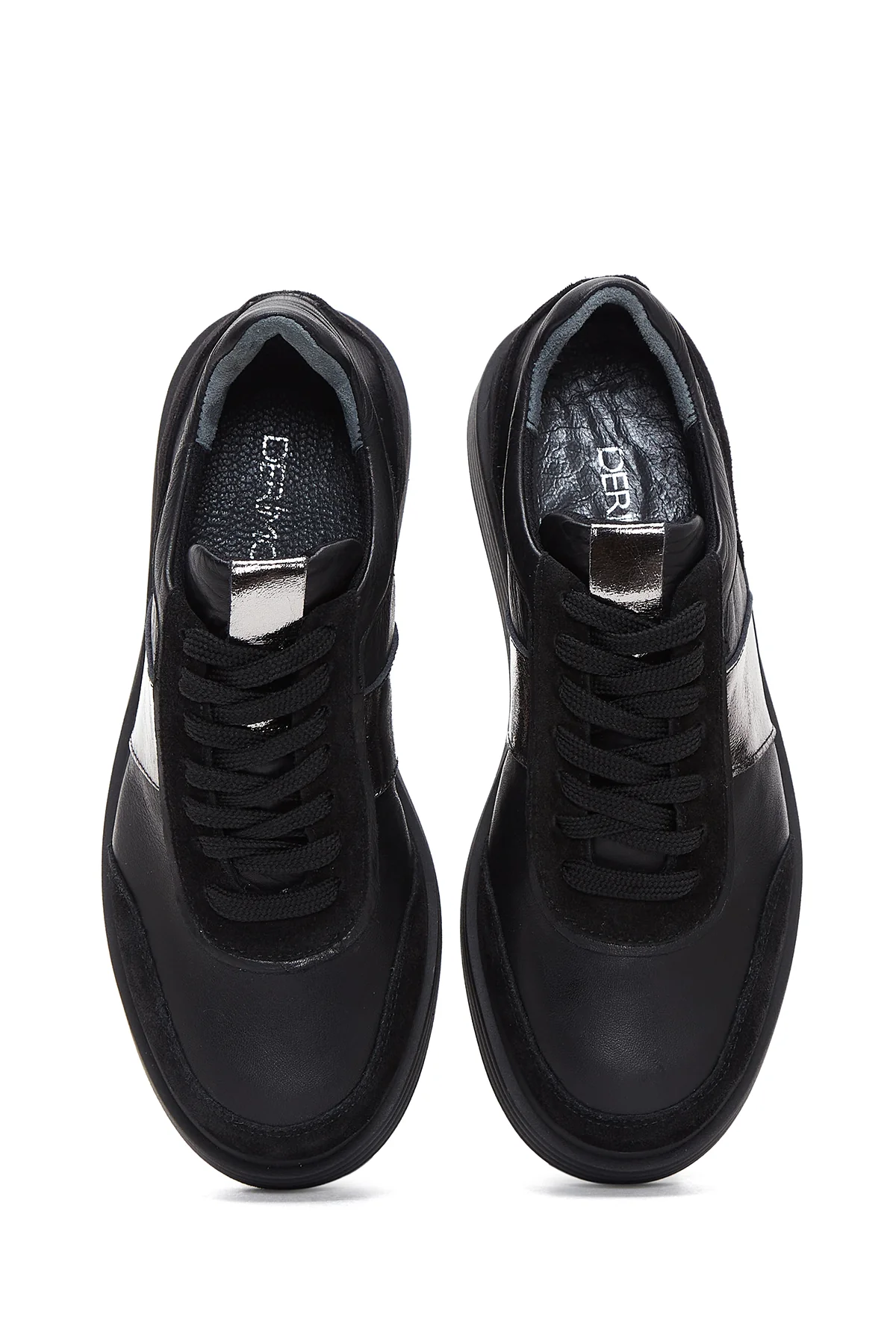 Kadın Siyah Deri Kalın Tabanlı Sneaker - Image 6