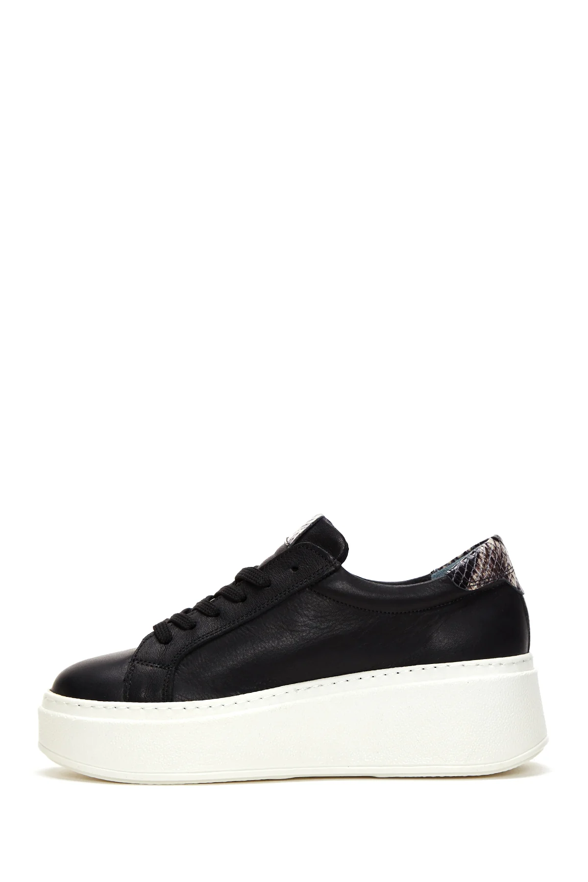 Kadın Siyah Deri Kalın Tabanlı Sneaker - Image 2