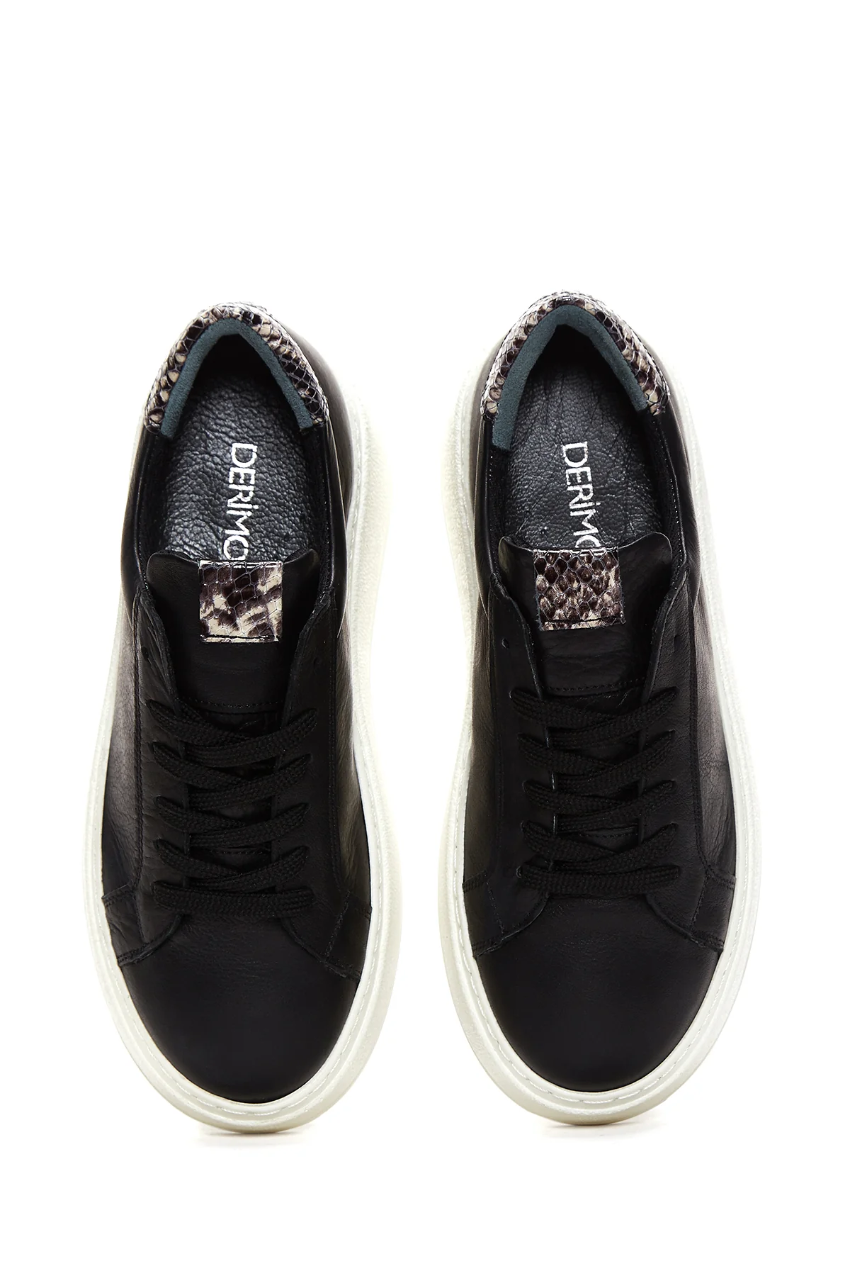 Kadın Siyah Deri Kalın Tabanlı Sneaker - Image 6