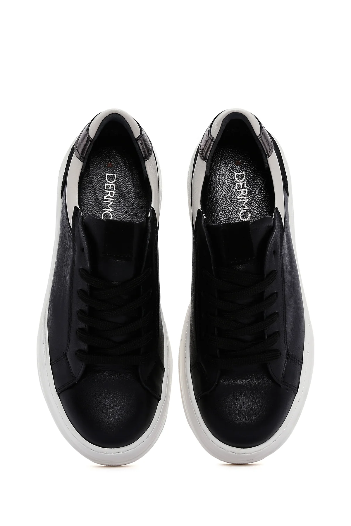 Kadın Siyah Deri Kalın Tabanlı Sneaker - Image 6