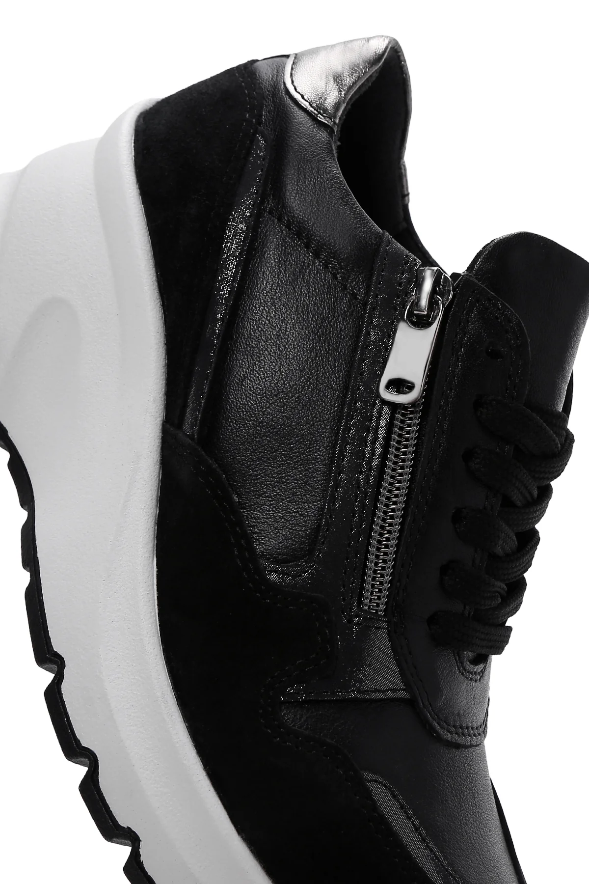 Kadın Siyah Deri Kalın Tabanlı Sneaker - Image 10