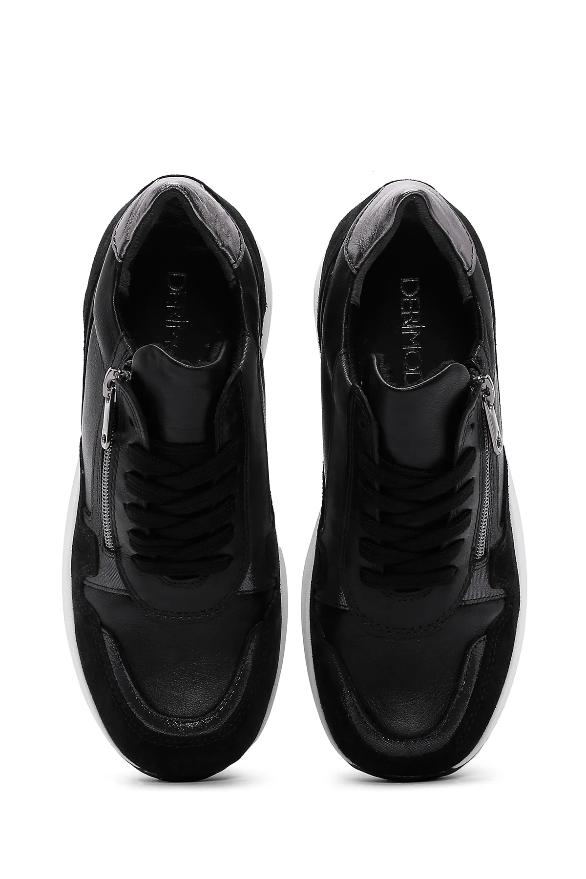 Kadın Siyah Deri Kalın Tabanlı Sneaker - Image 6