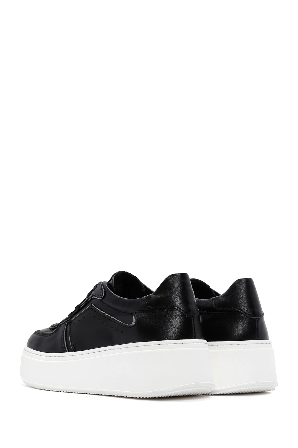Kadın Siyah Deri Kalın Tabanlı Sneaker - Image 5