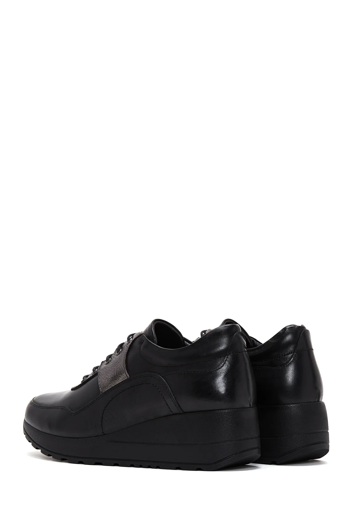 Kadın Siyah Deri Kalın Tabanlı Sneaker - Image 5