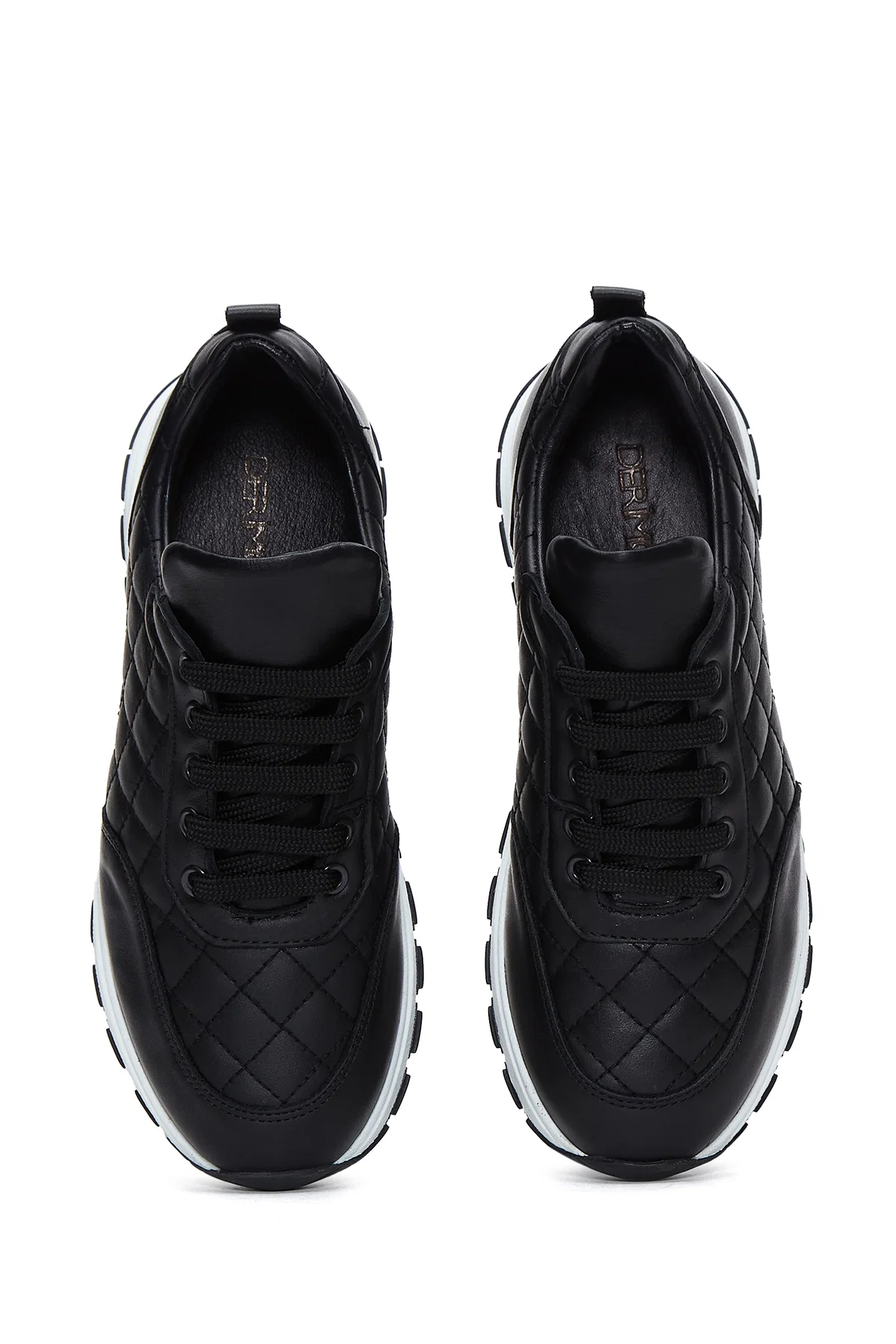 Kadın Siyah Deri Kapitone Sneaker - Image 6