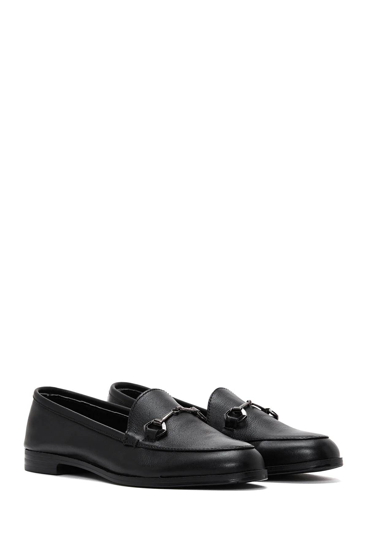 Kadın Siyah Deri Klasik Loafer - Image 3