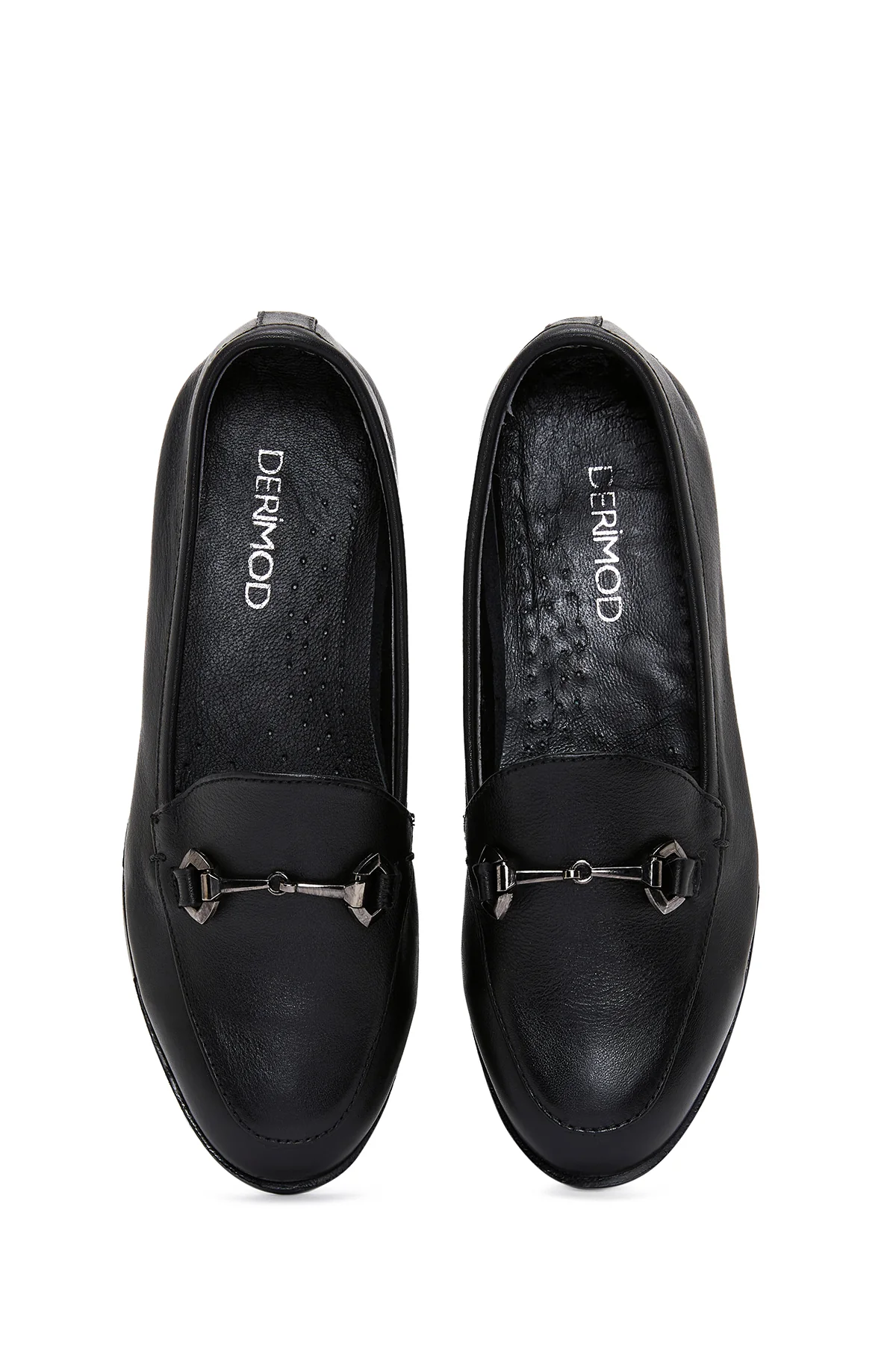 Kadın Siyah Deri Klasik Loafer - Image 6