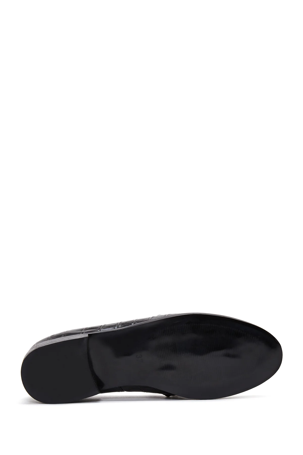 Kadın Siyah Deri Kroko Klasik Loafer - Image 4