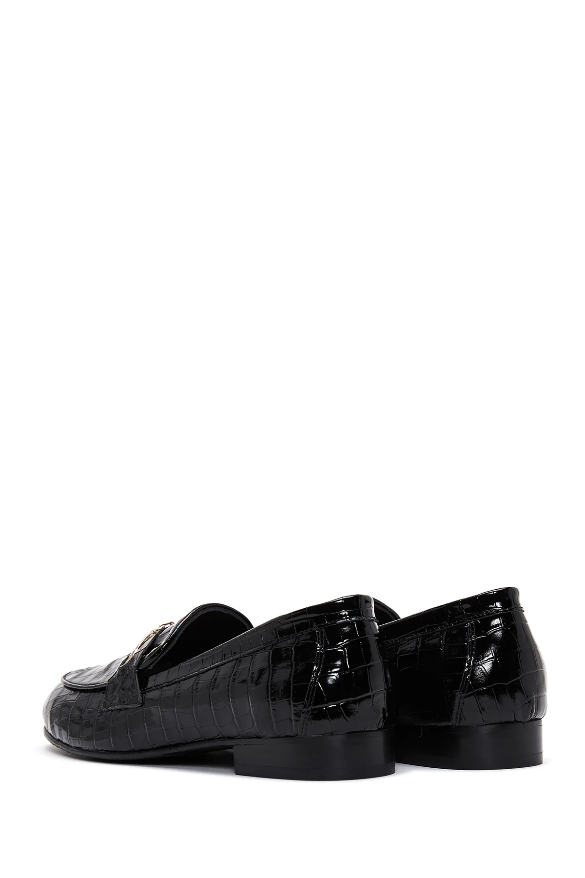 Kadın Siyah Deri Kroko Loafer - Image 5