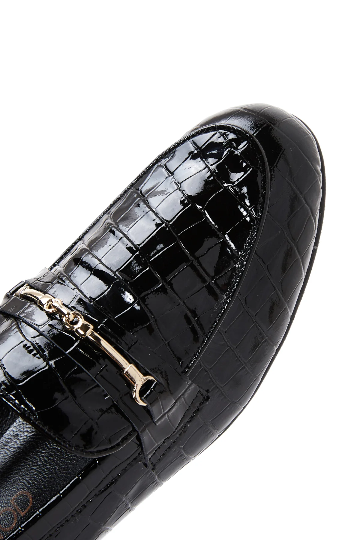Kadın Siyah Deri Kroko Loafer - Image 8