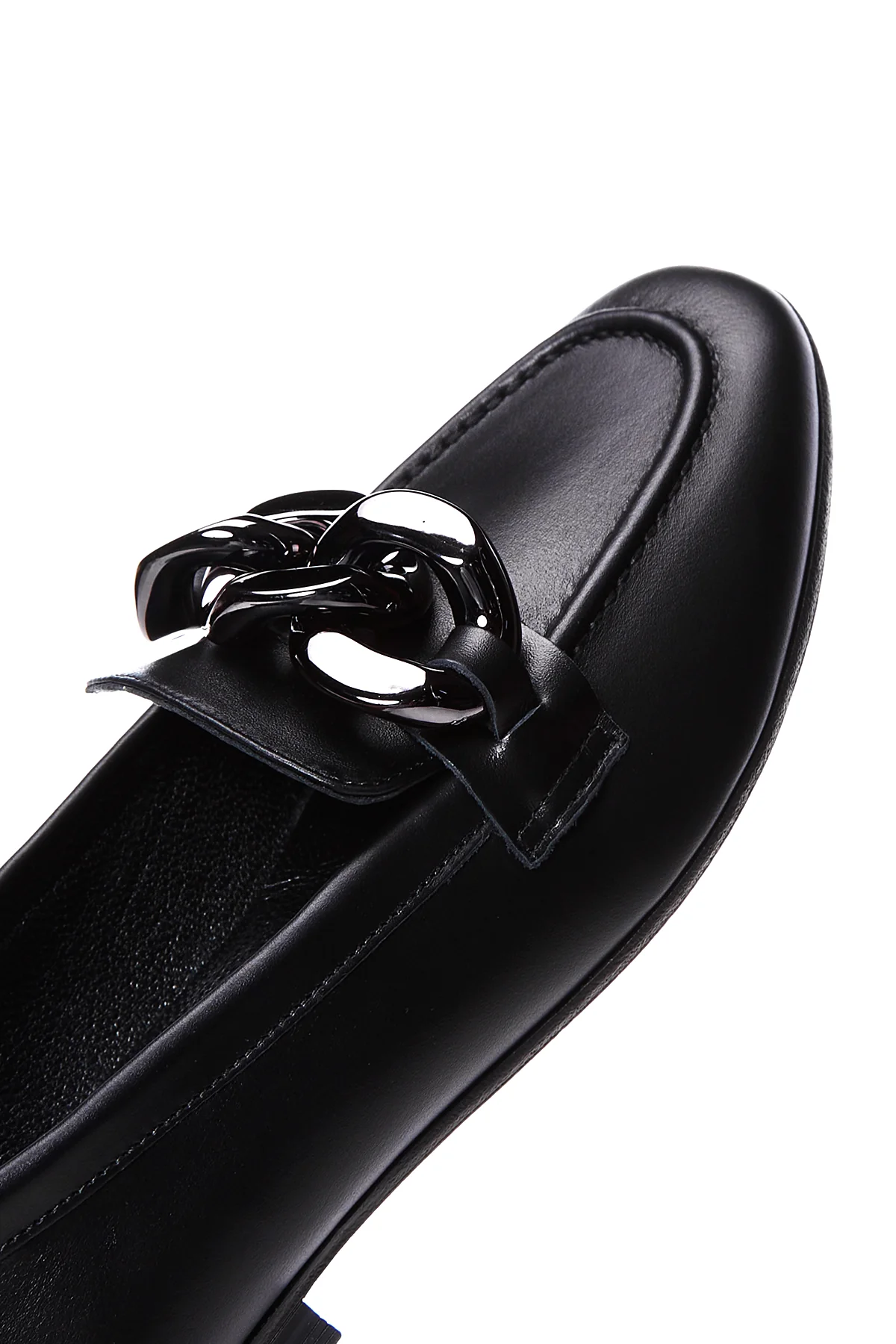 Kadın Siyah Deri Loafer - Image 6