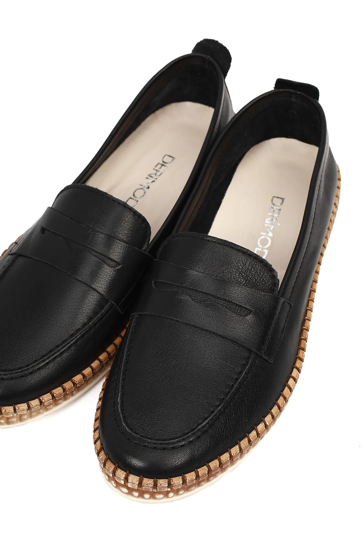 Kadın Siyah Deri Loafer - Image 10