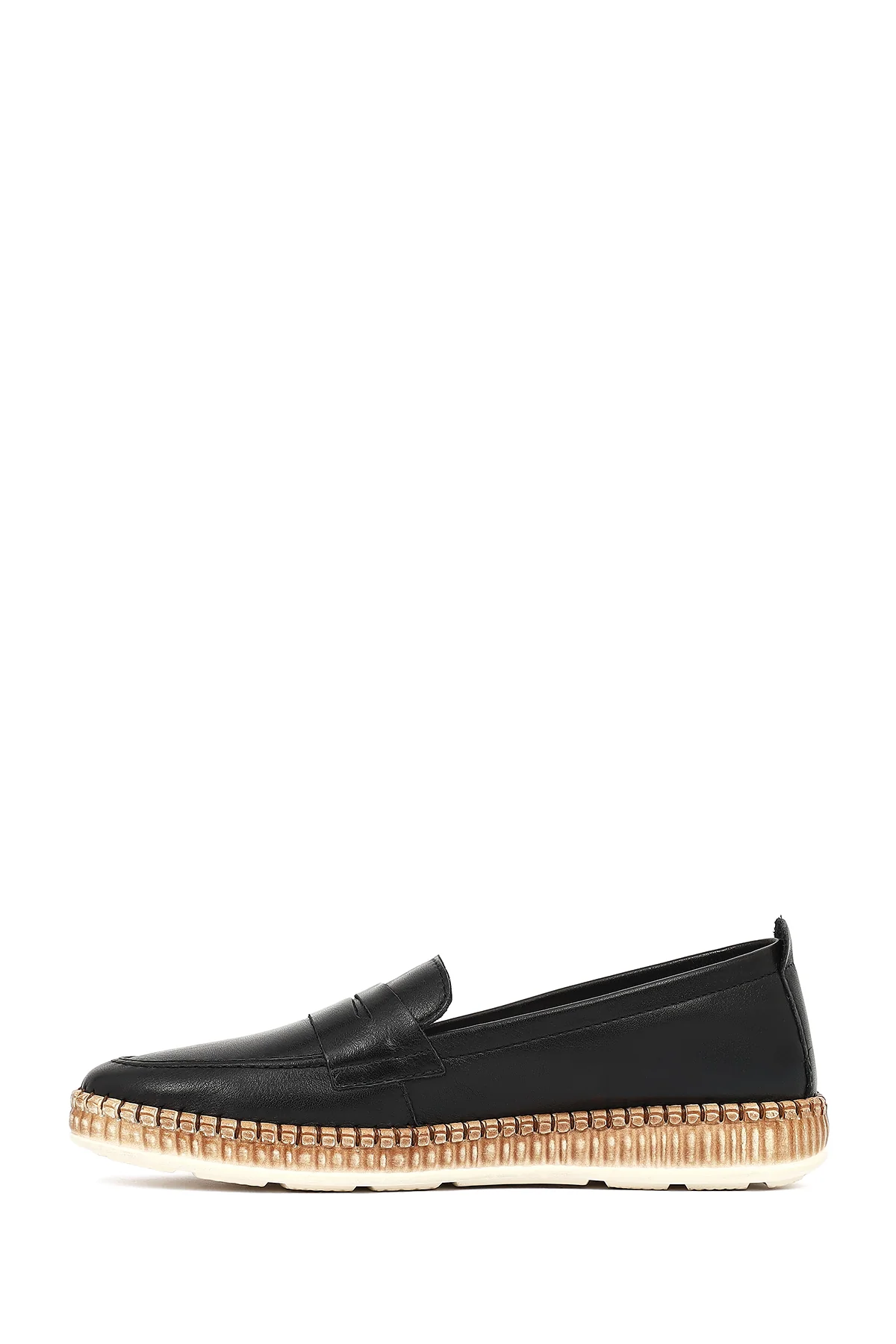 Kadın Siyah Deri Loafer - Image 3