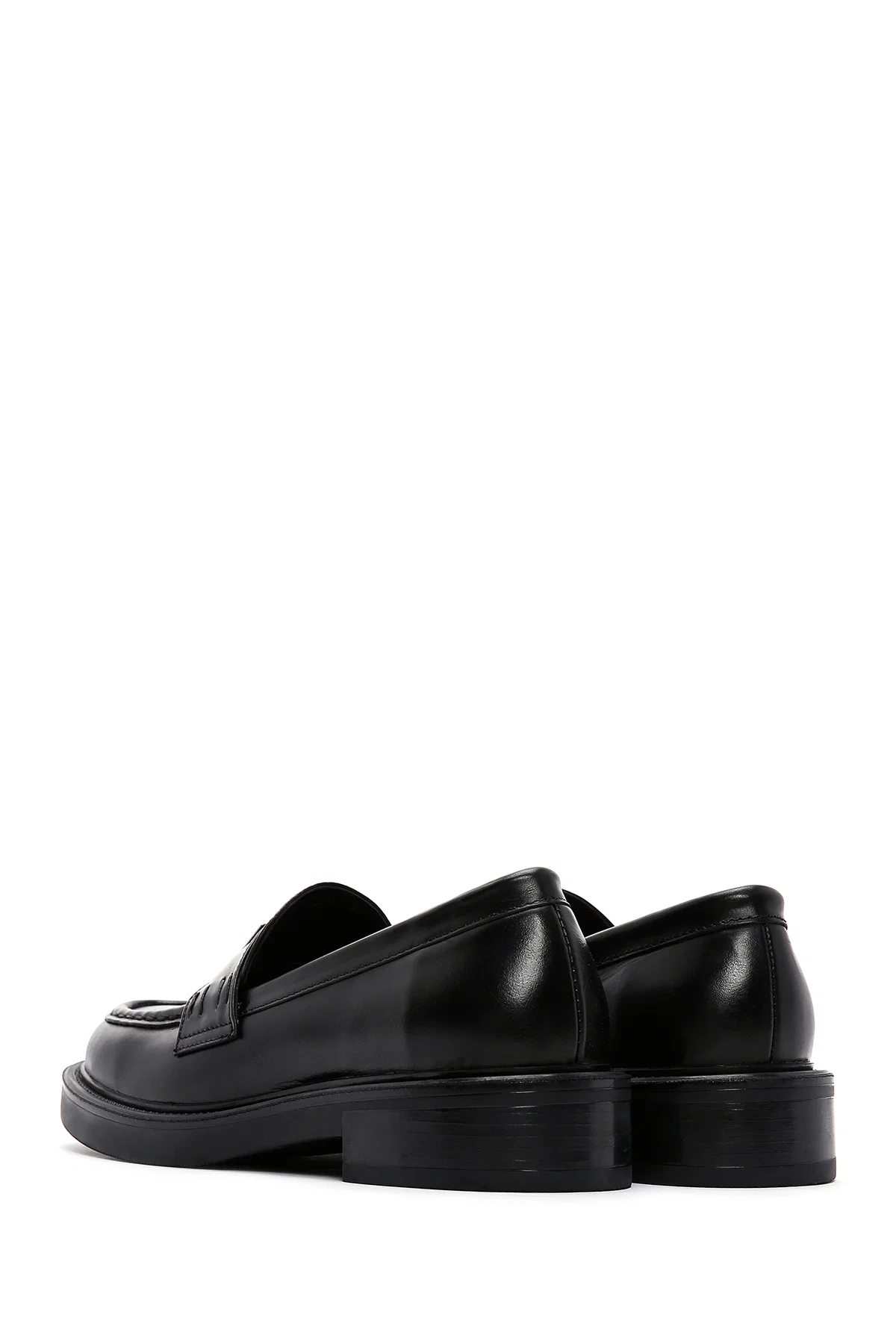 Kadın Siyah Deri Maskülen Casual Loafer - Image 5