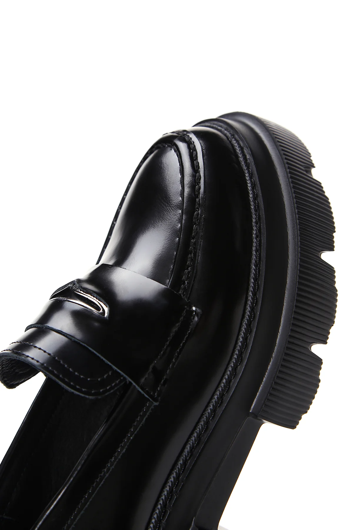Kadın Siyah Deri Maskülen Loafer - Image 7