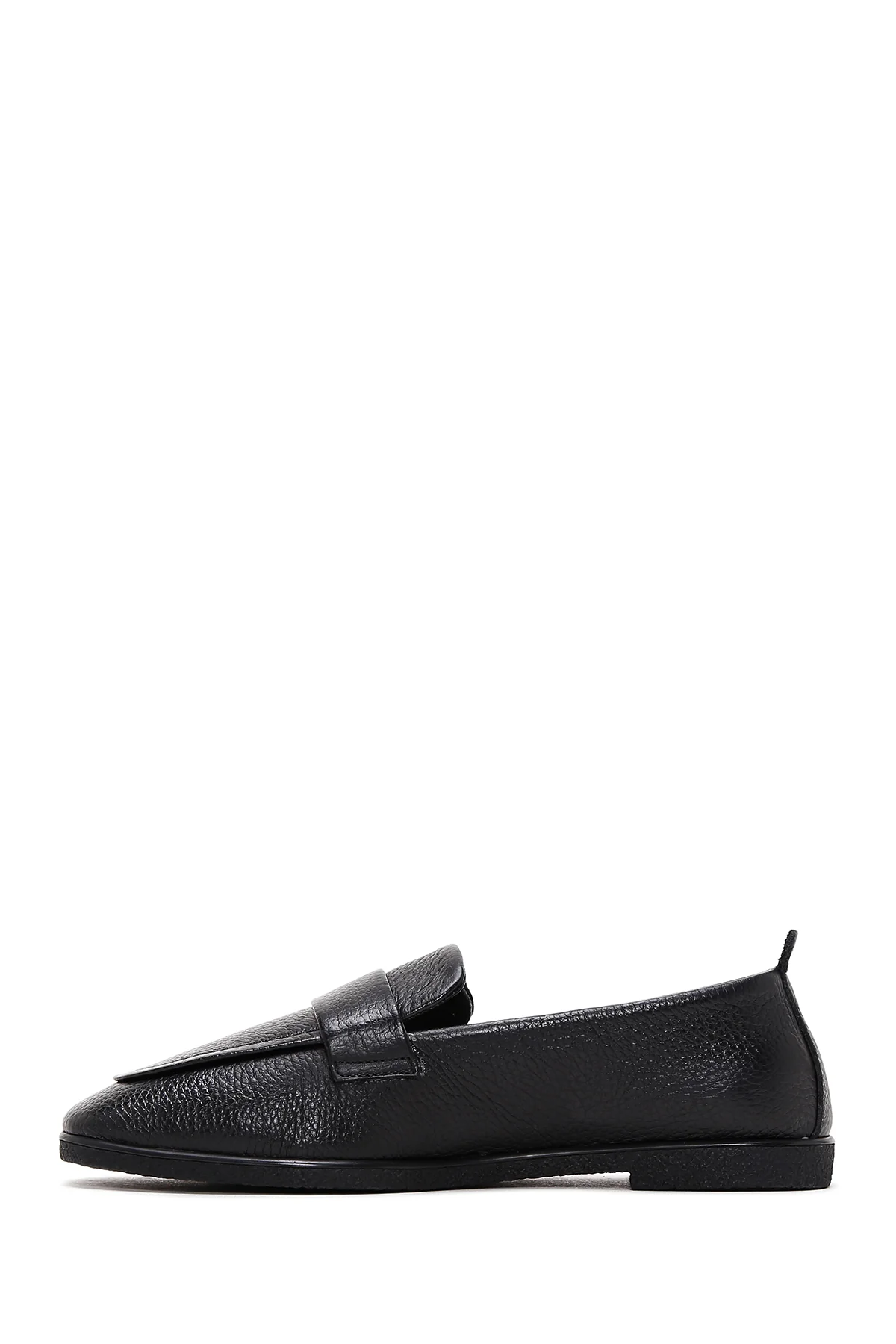 Kadın Siyah Deri Maskülen Loafer - Image 2