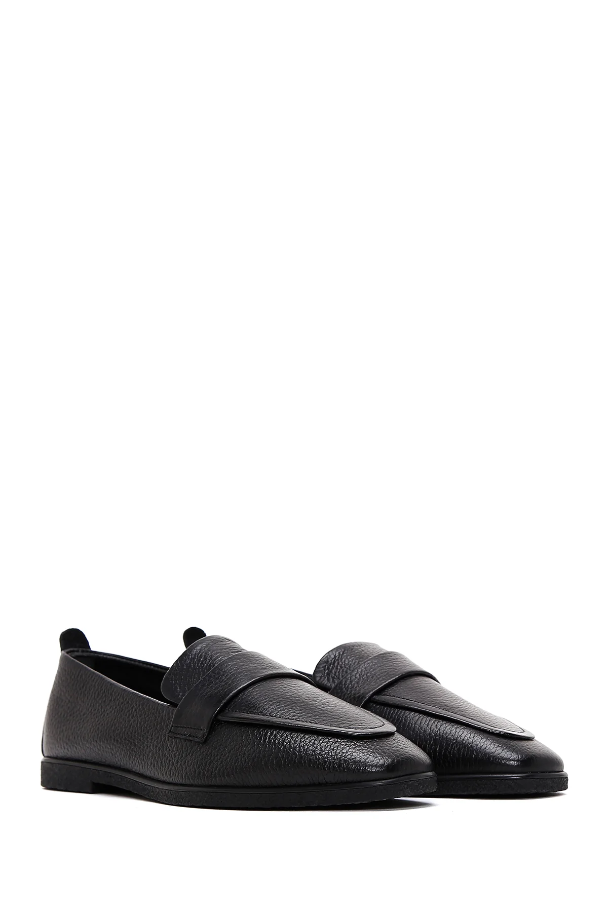 Kadın Siyah Deri Maskülen Loafer - Image 3