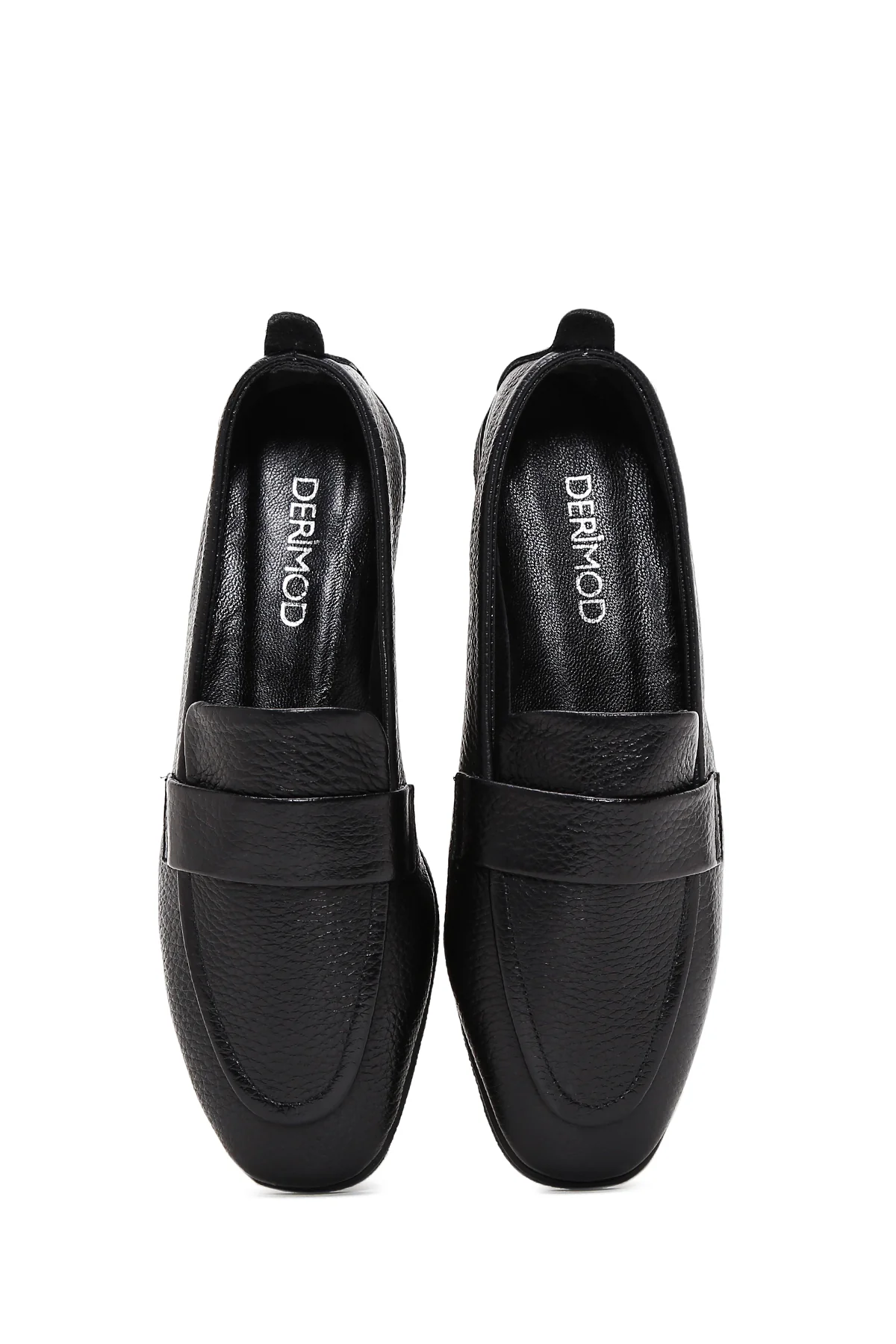 Kadın Siyah Deri Maskülen Loafer - Image 6