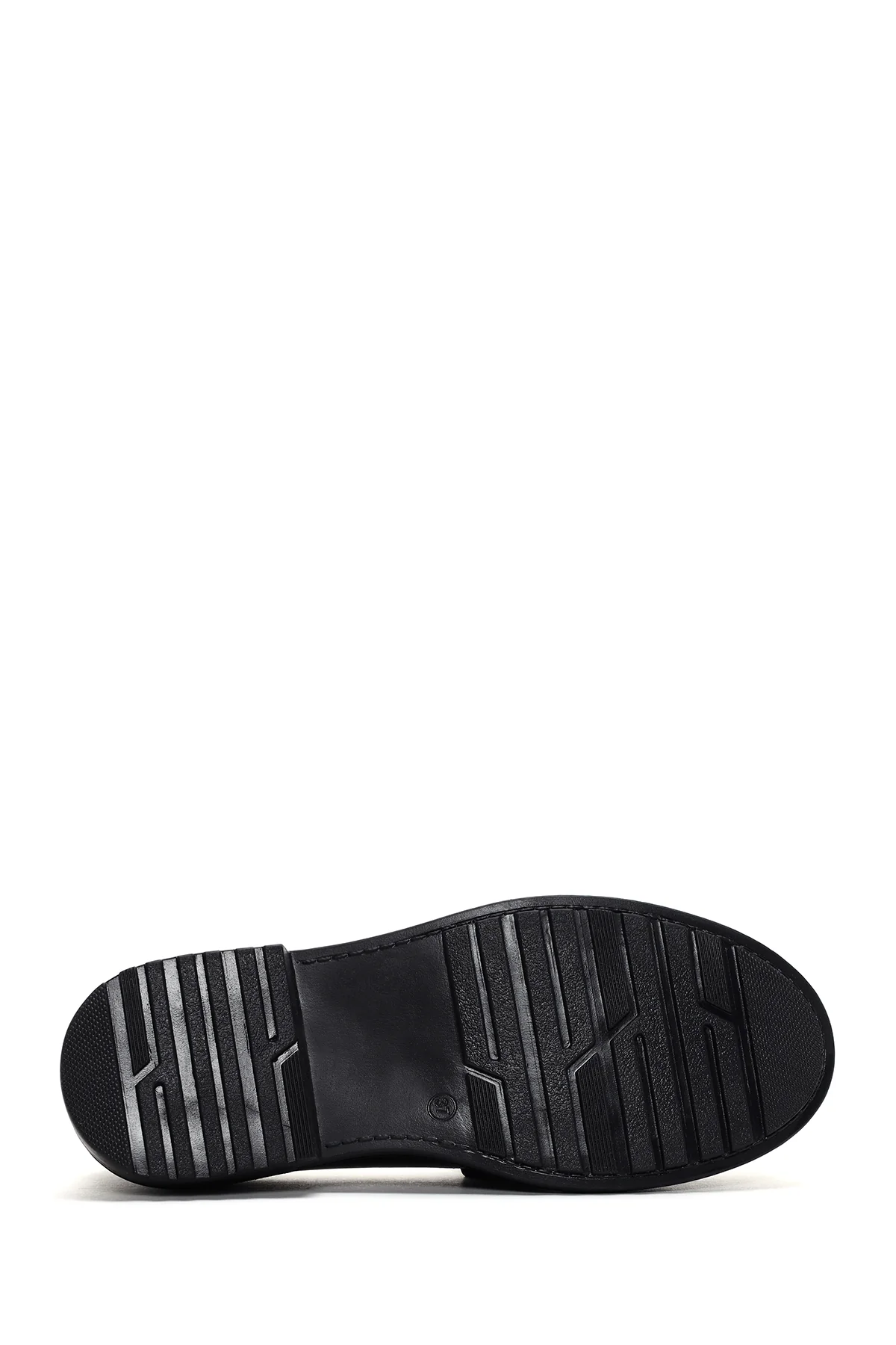 Kadın Siyah Deri Maskülen Loafer - Image 4