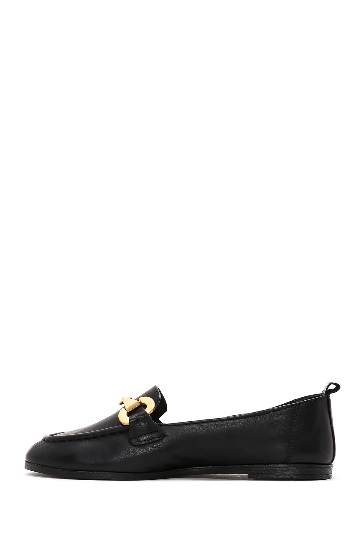 Kadın Siyah Deri Maskülen Loafer - Image 2