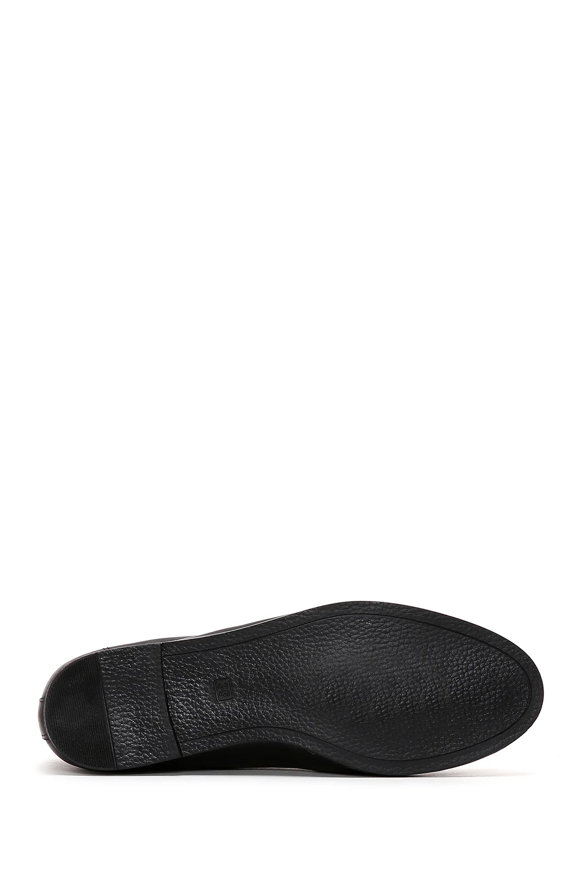 Kadın Siyah Deri Maskülen Loafer - Image 4