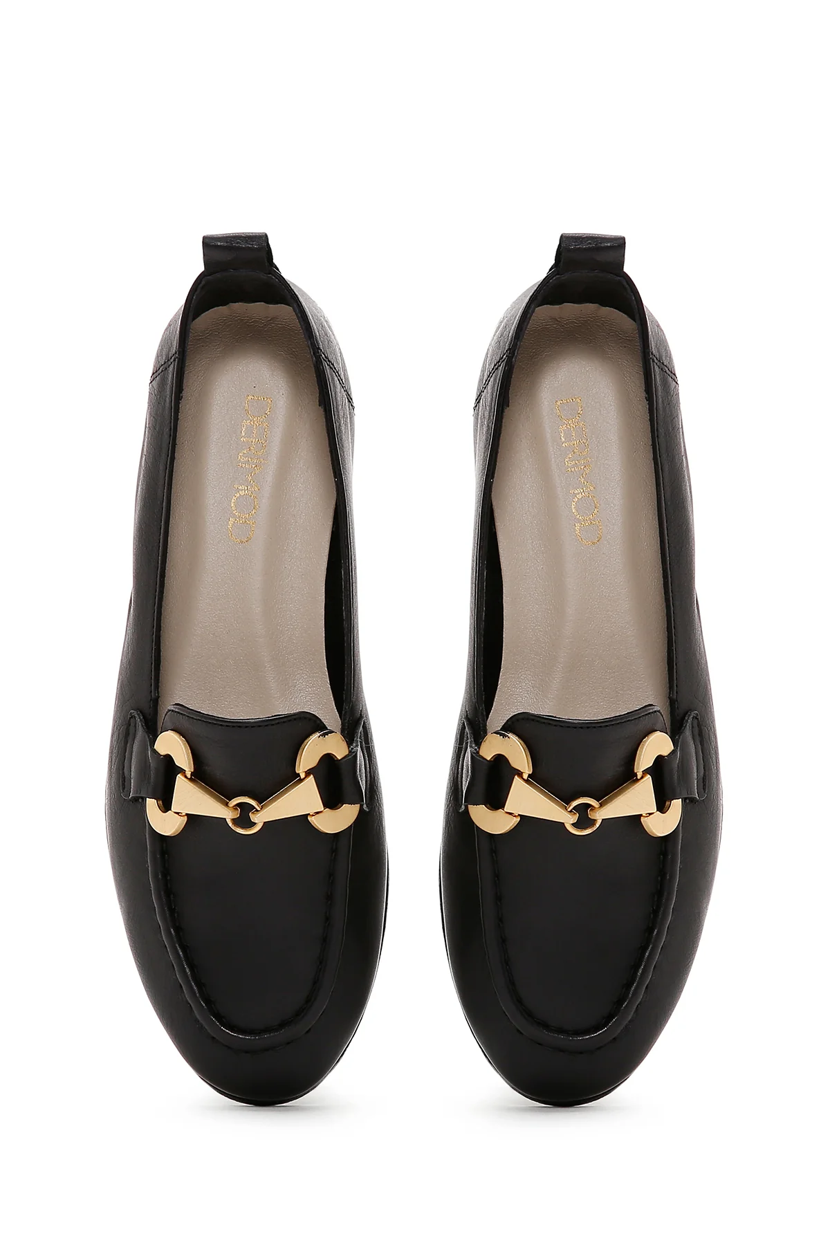 Kadın Siyah Deri Maskülen Loafer - Image 6
