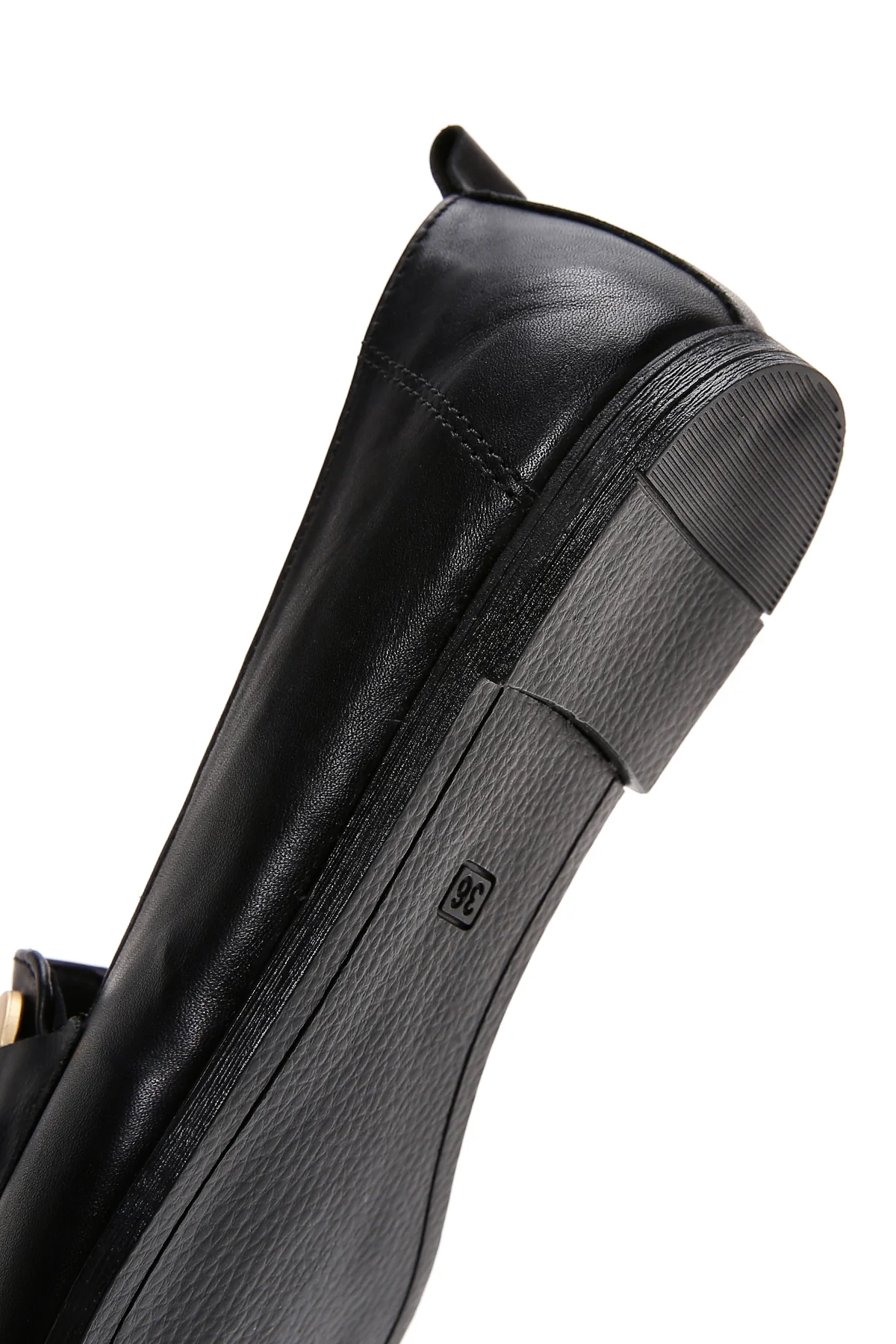 Kadın Siyah Deri Maskülen Loafer - Image 8