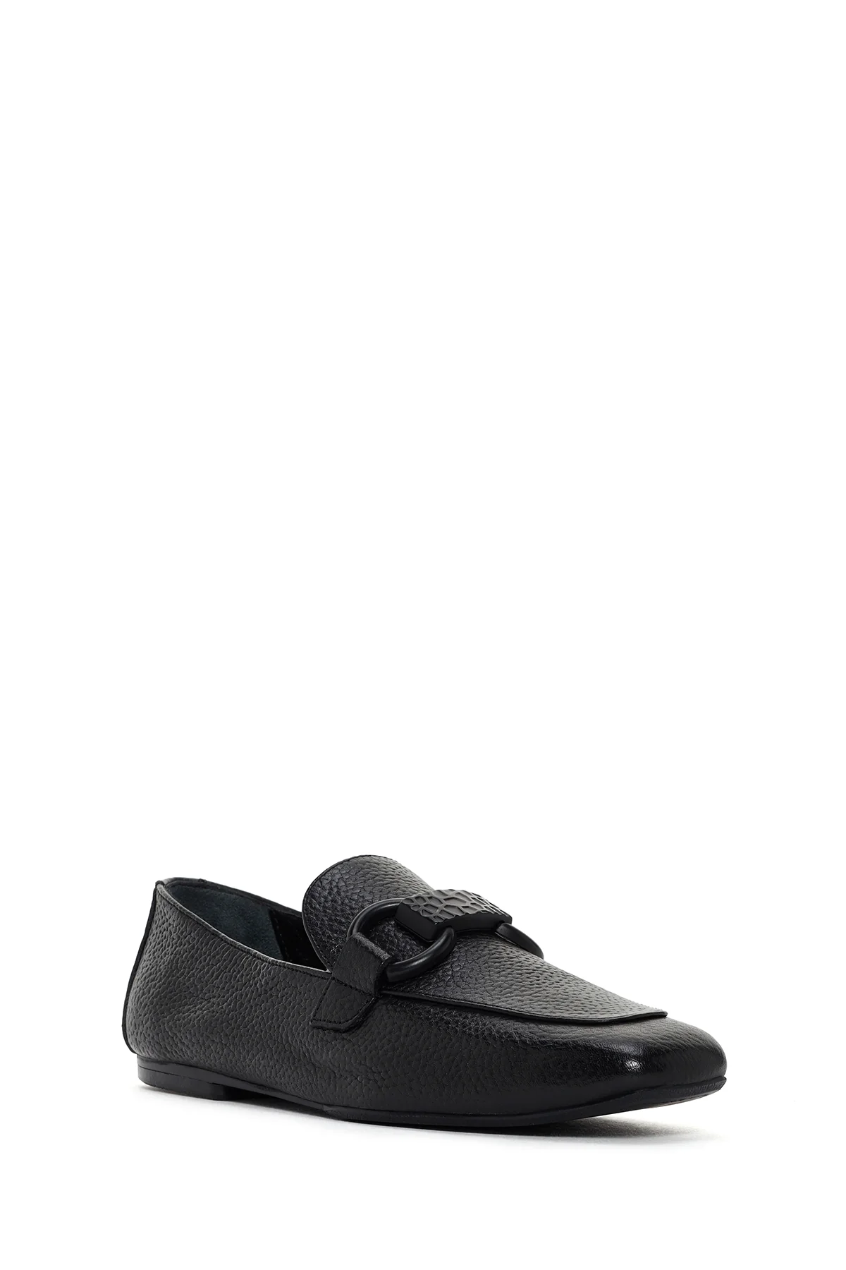 Kadın Siyah Deri Maskülen Loafer - Image 5