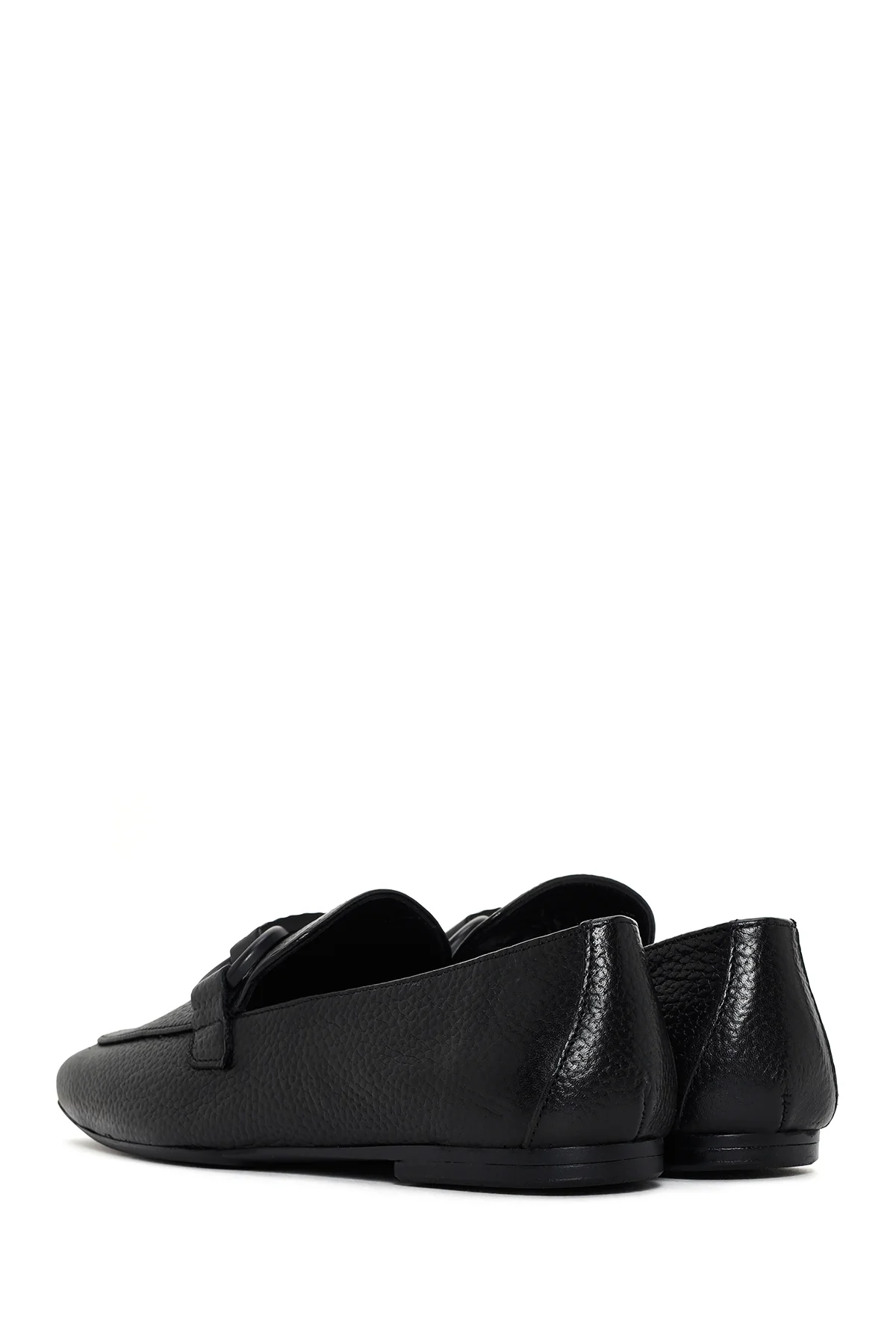 Kadın Siyah Deri Maskülen Loafer - Image 6