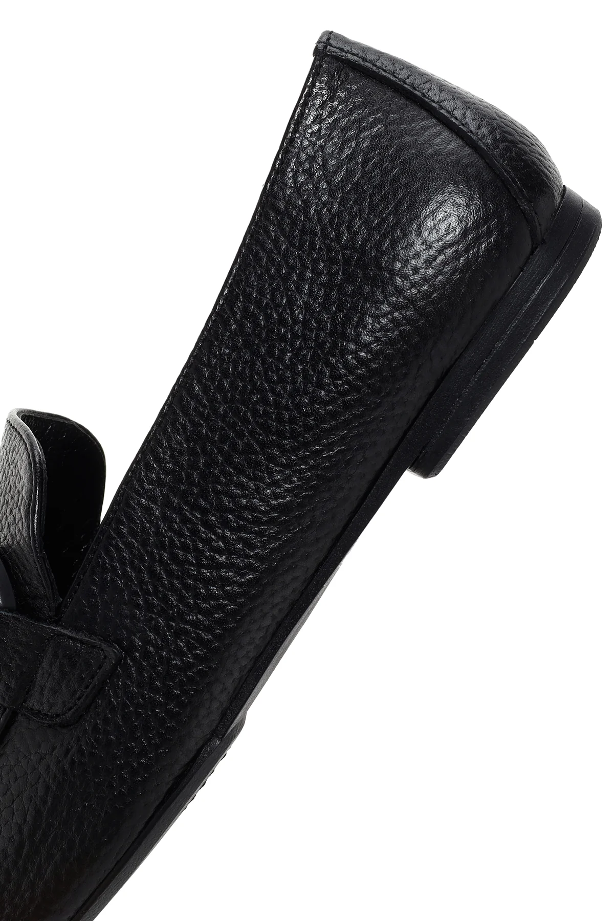Kadın Siyah Deri Maskülen Loafer - Image 8