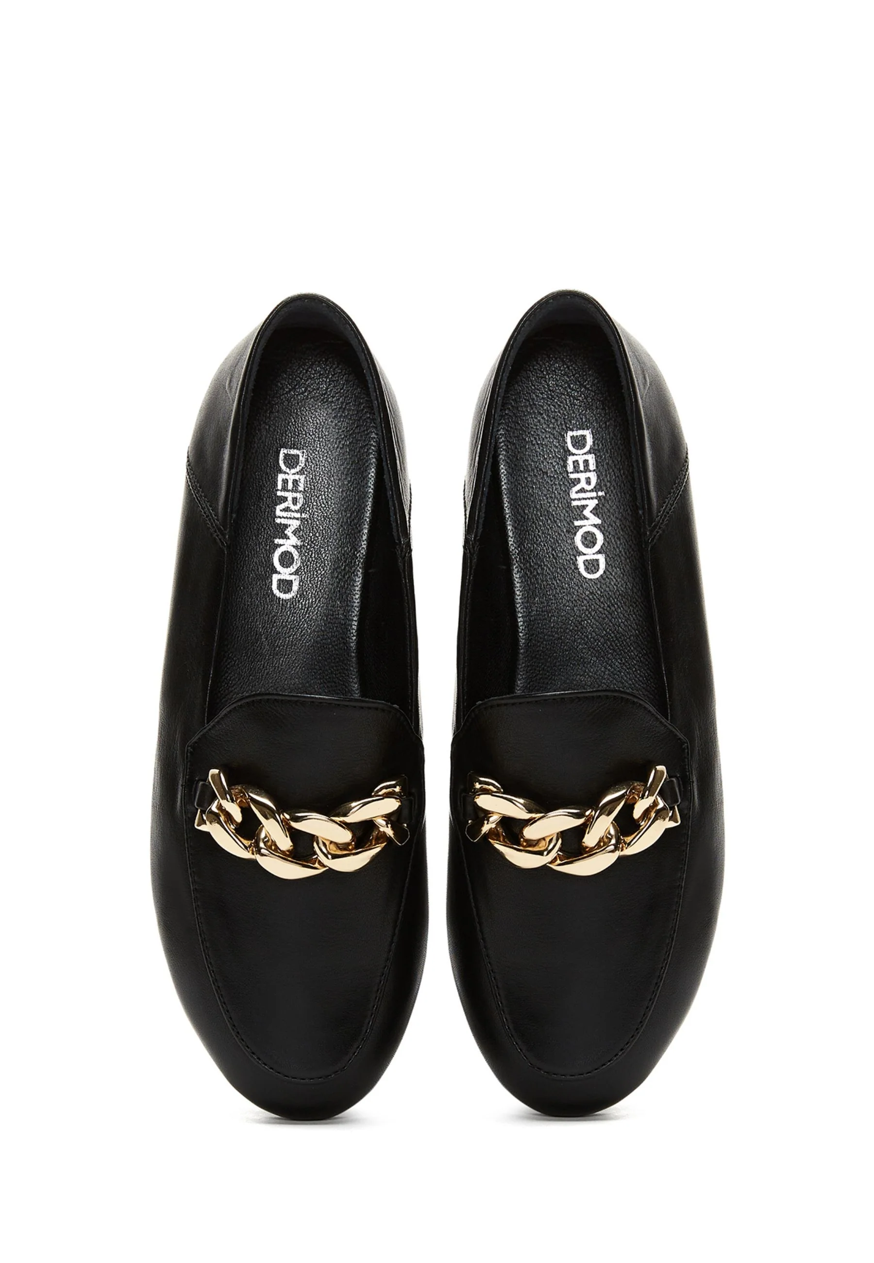 Kadın Siyah Deri Maskülen Loafer - Image 5