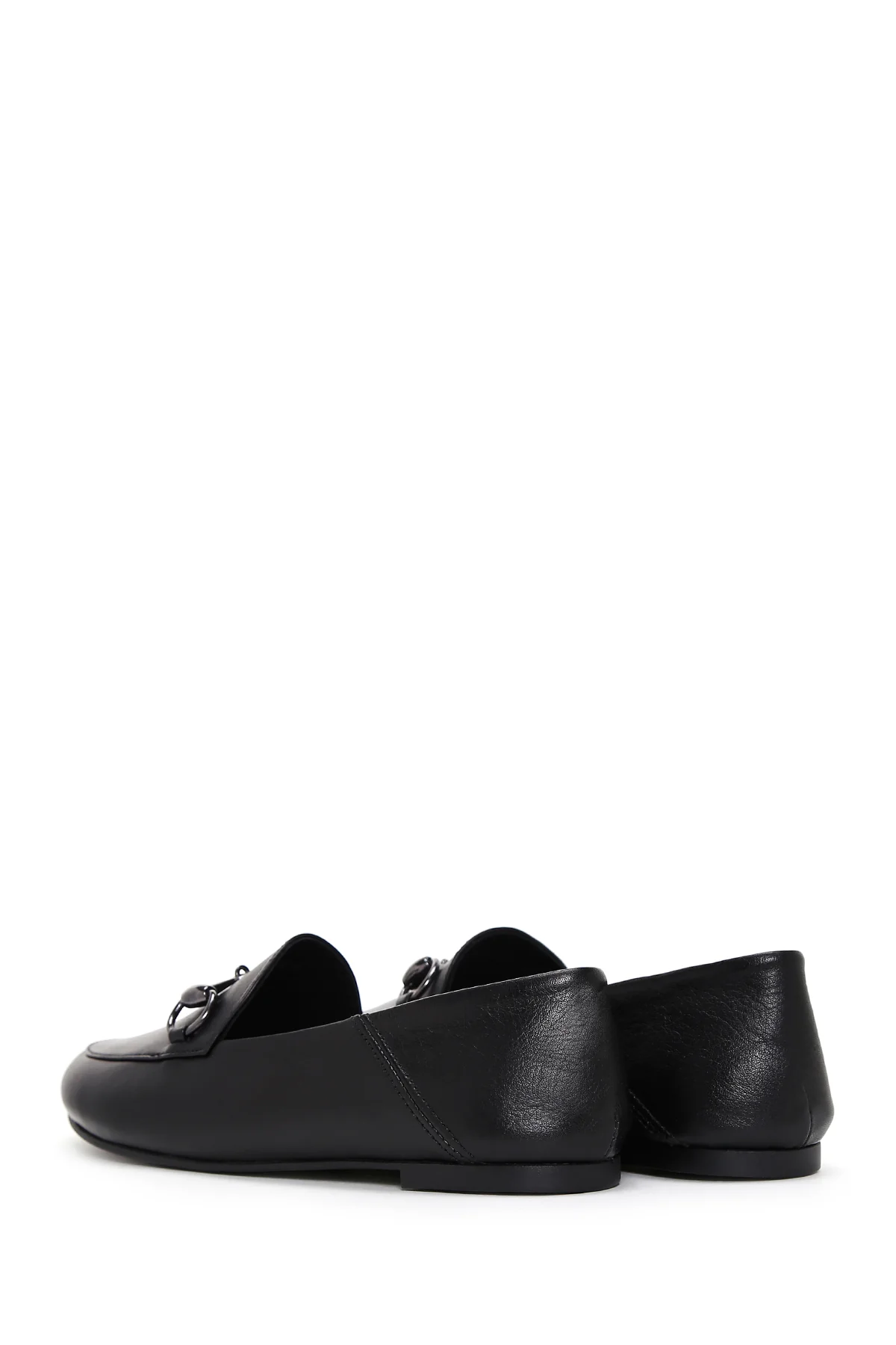 Kadın Siyah Deri Maskülen Loafer - Image 5