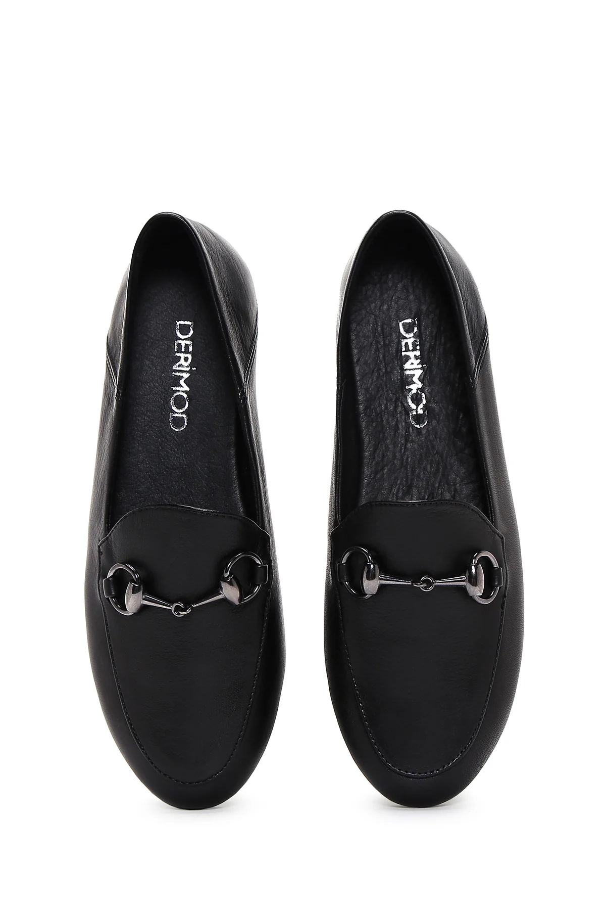 Kadın Siyah Deri Maskülen Loafer - Image 6