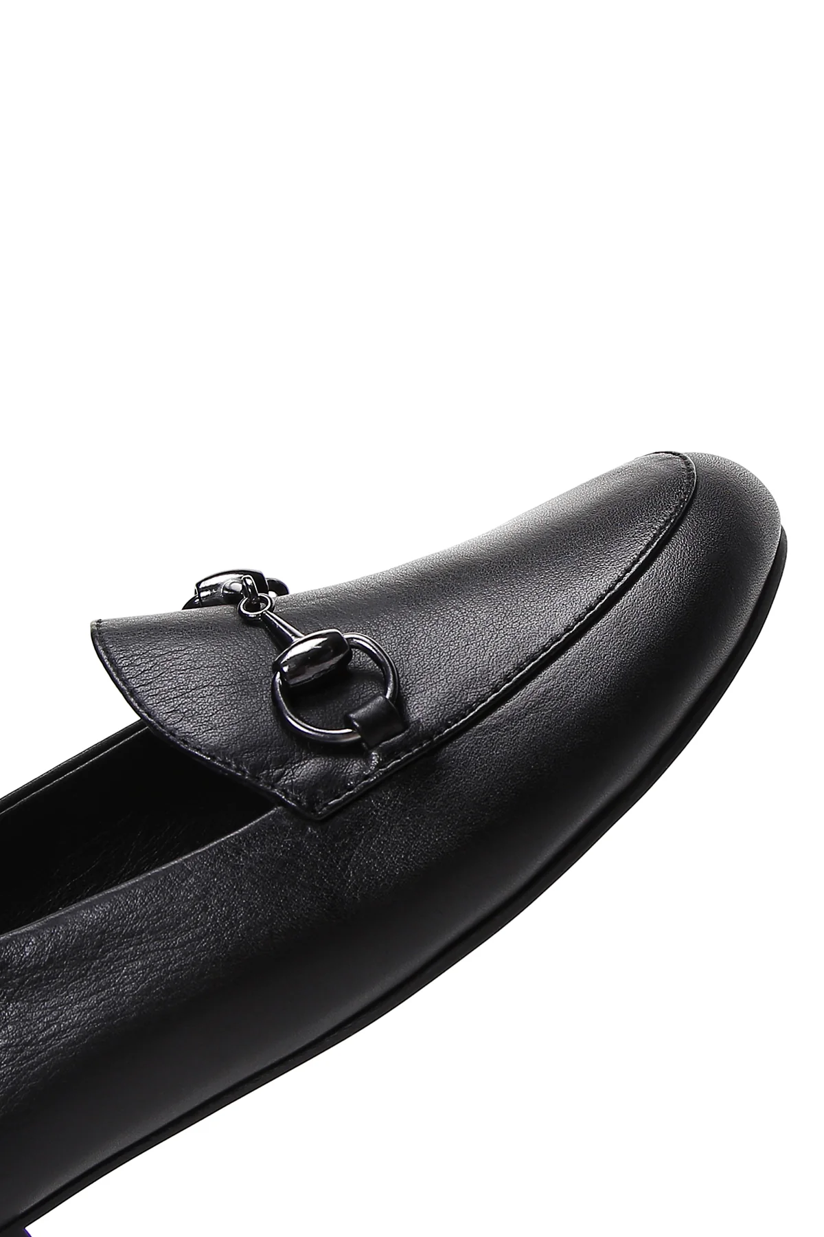 Kadın Siyah Deri Maskülen Loafer - Image 7