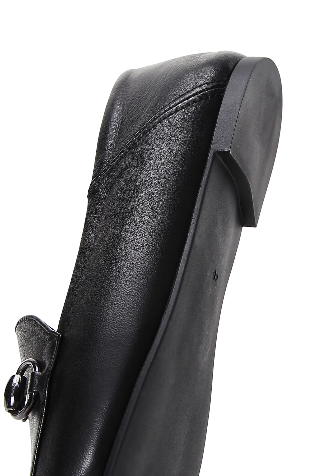 Kadın Siyah Deri Maskülen Loafer - Image 8
