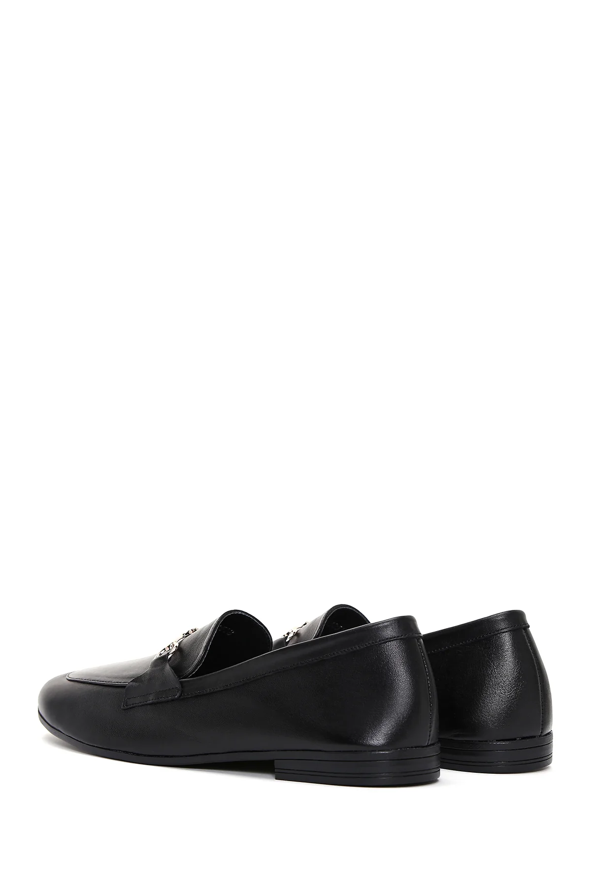 Kadın Siyah Deri Maskülen Loafer - Image 5