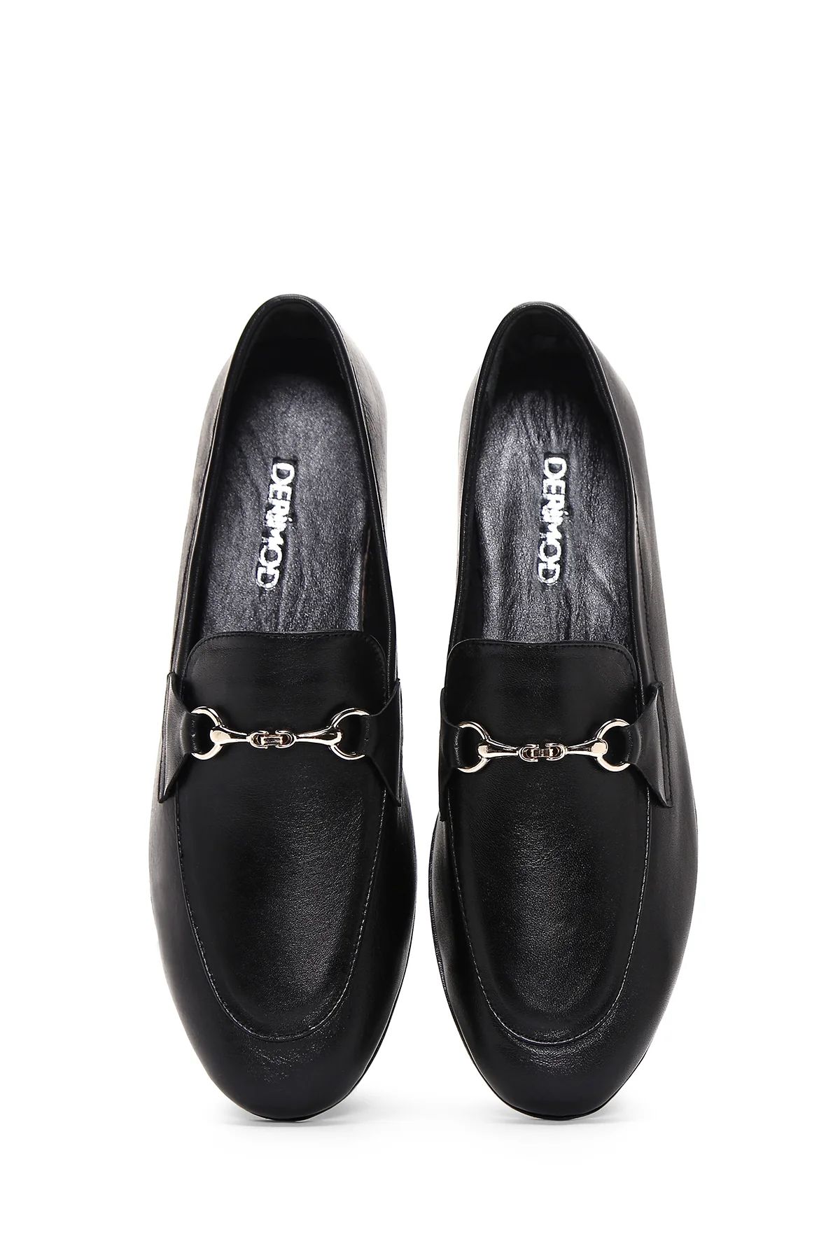 Kadın Siyah Deri Maskülen Loafer - Image 6
