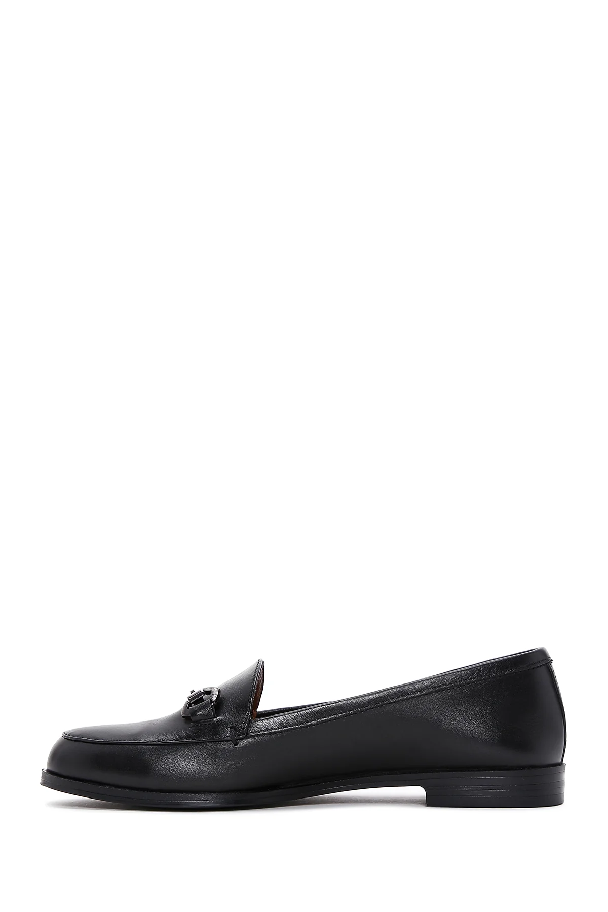 Kadın Siyah Deri Maskülen Loafer - Image 2