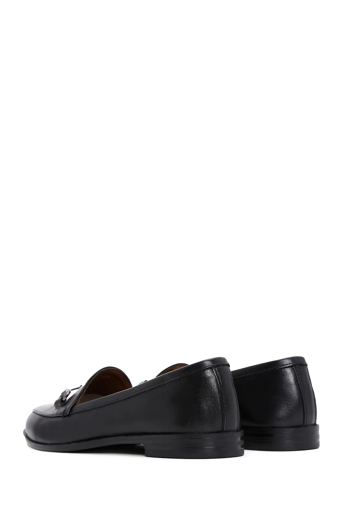 Kadın Siyah Deri Maskülen Loafer - Image 5