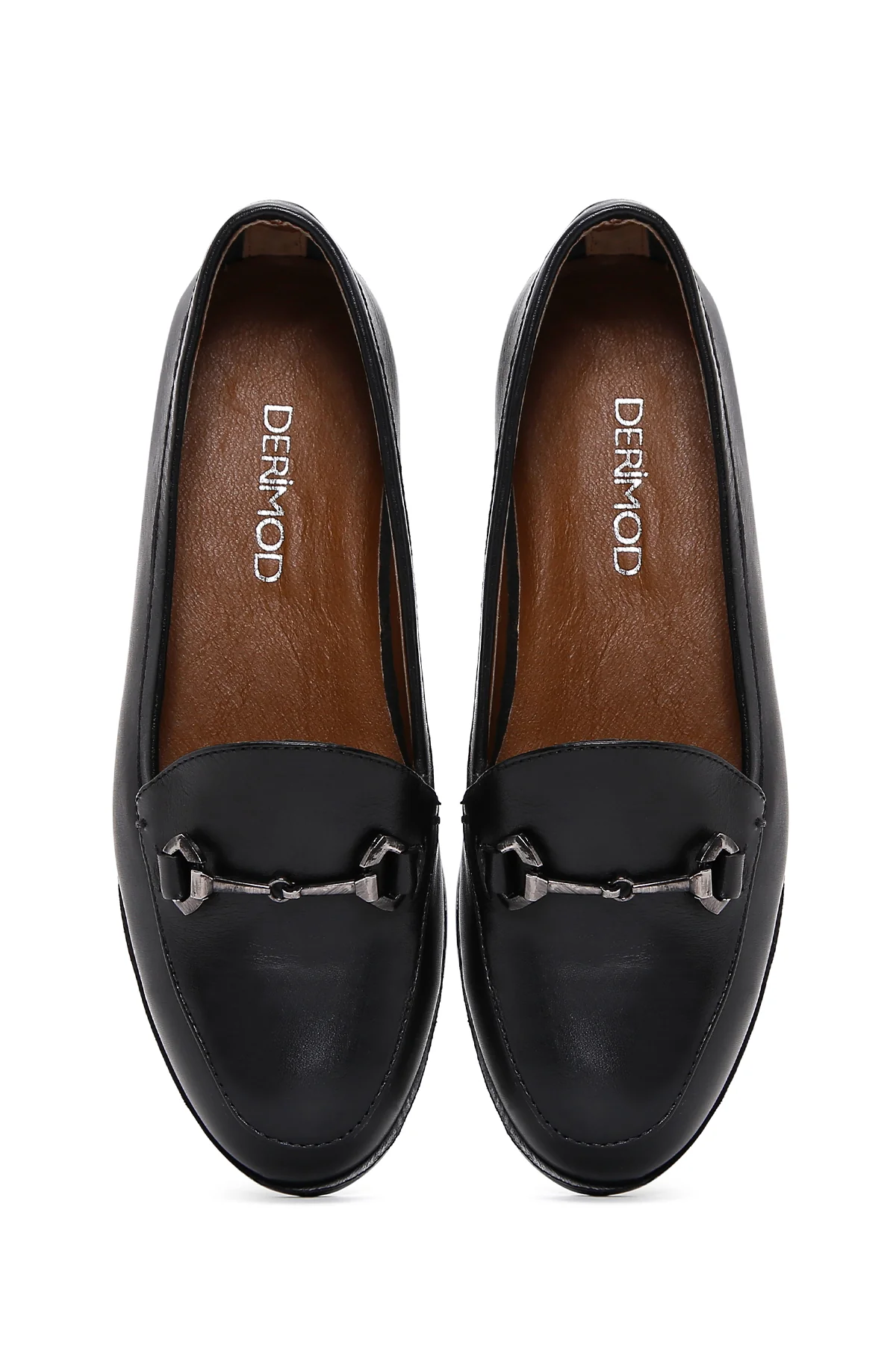Kadın Siyah Deri Maskülen Loafer - Image 6