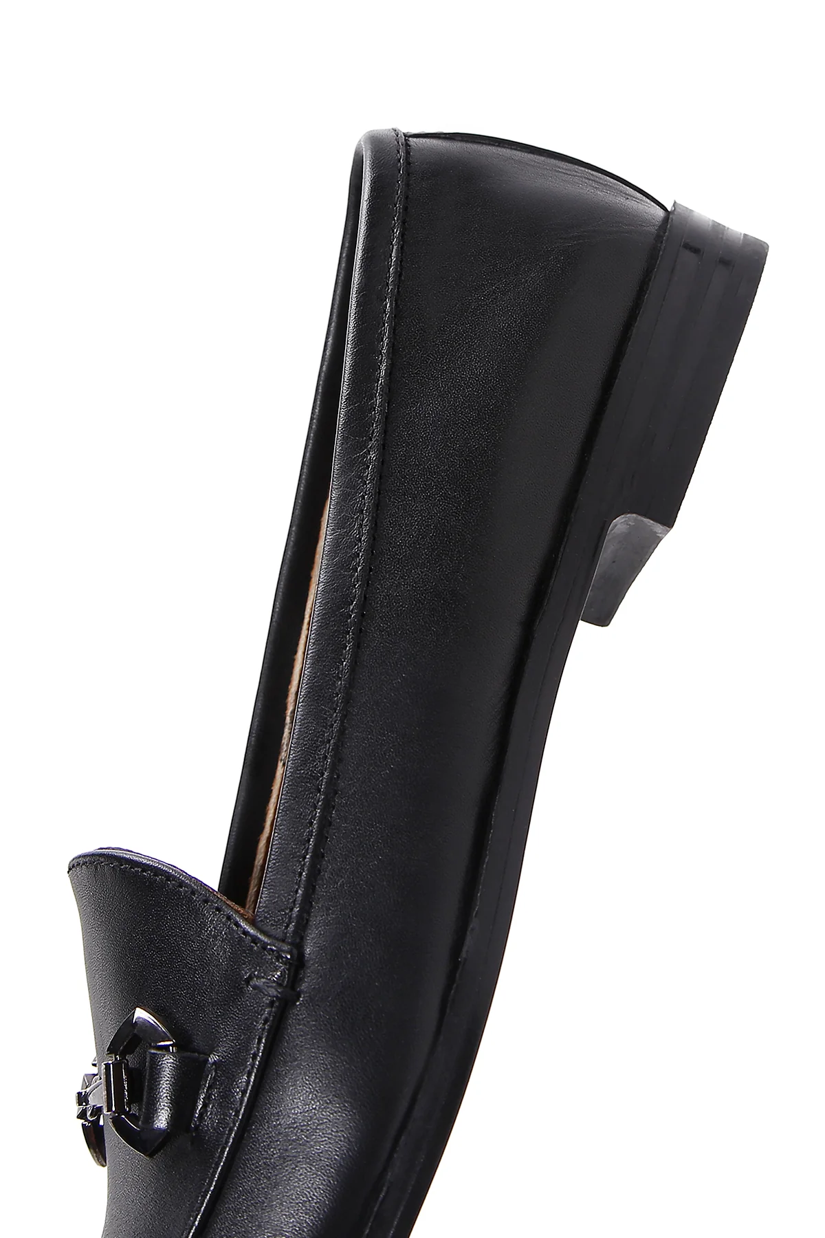 Kadın Siyah Deri Maskülen Loafer - Image 7
