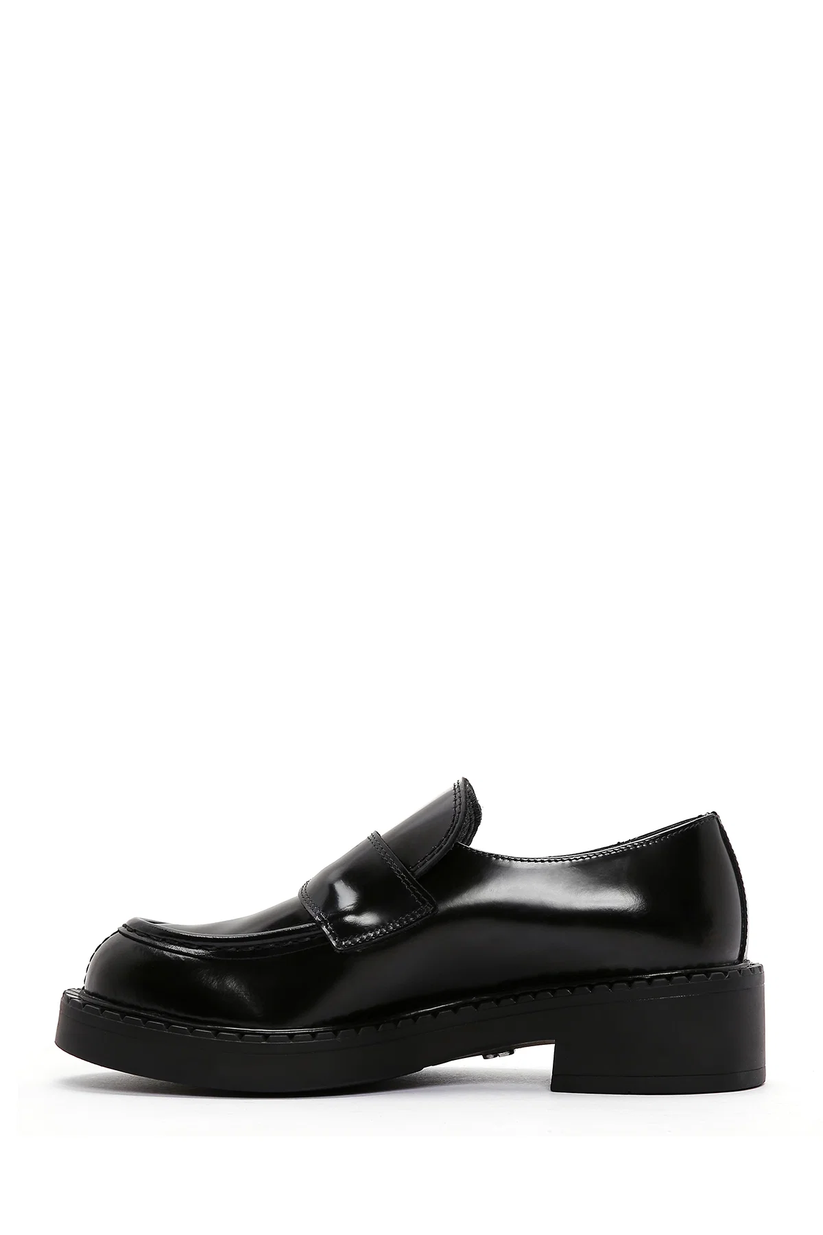 Kadın Siyah Deri Maskülen Loafer - Image 2