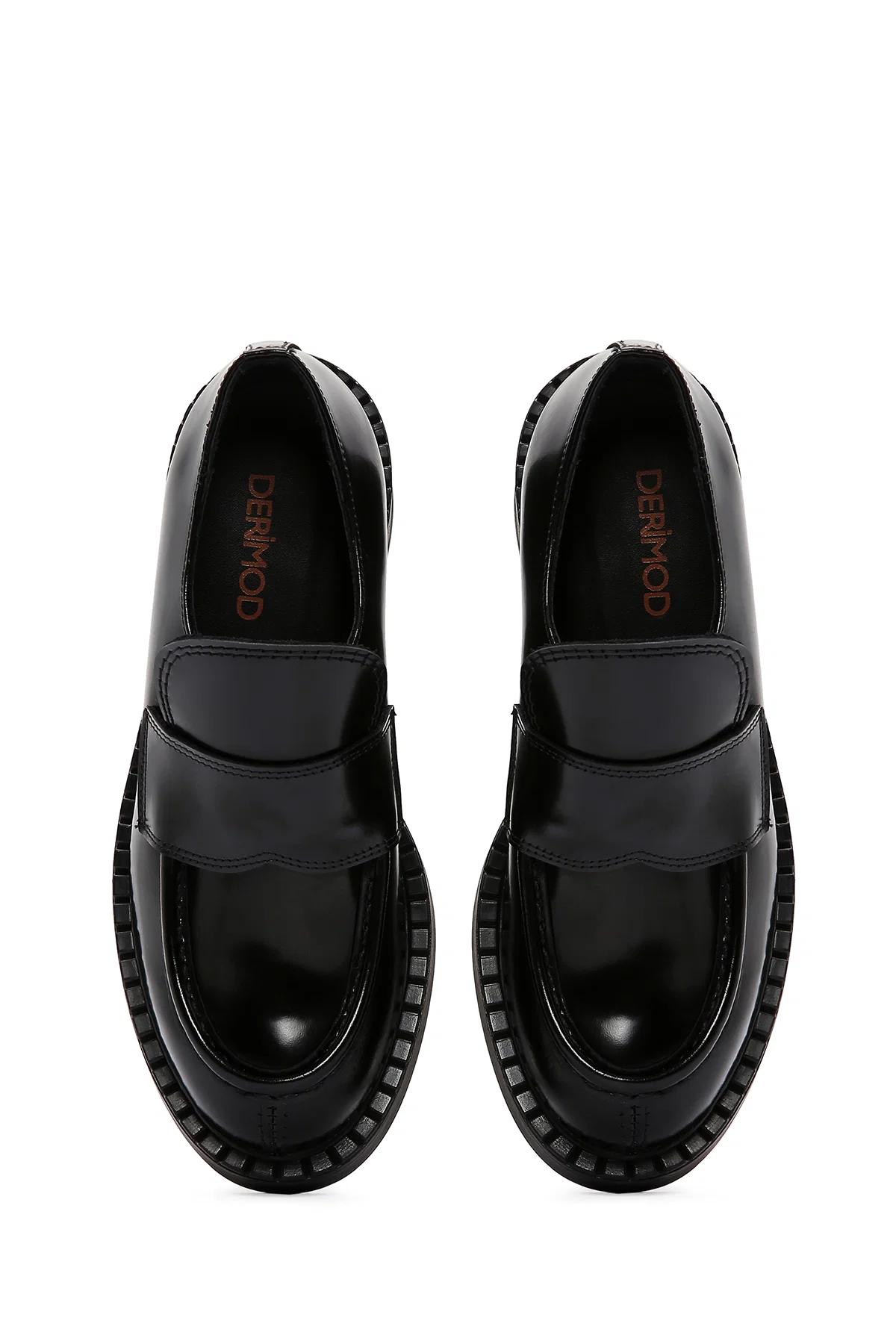 Kadın Siyah Deri Maskülen Loafer - Image 6