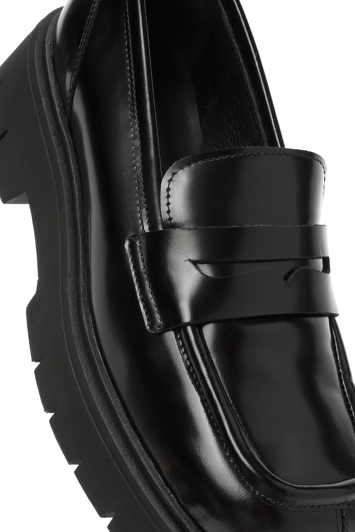 Kadın Siyah Deri Maskülen Loafer - Image 10