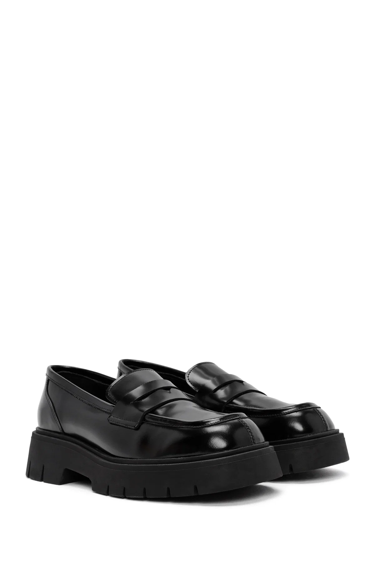 Kadın Siyah Deri Maskülen Loafer - Image 3