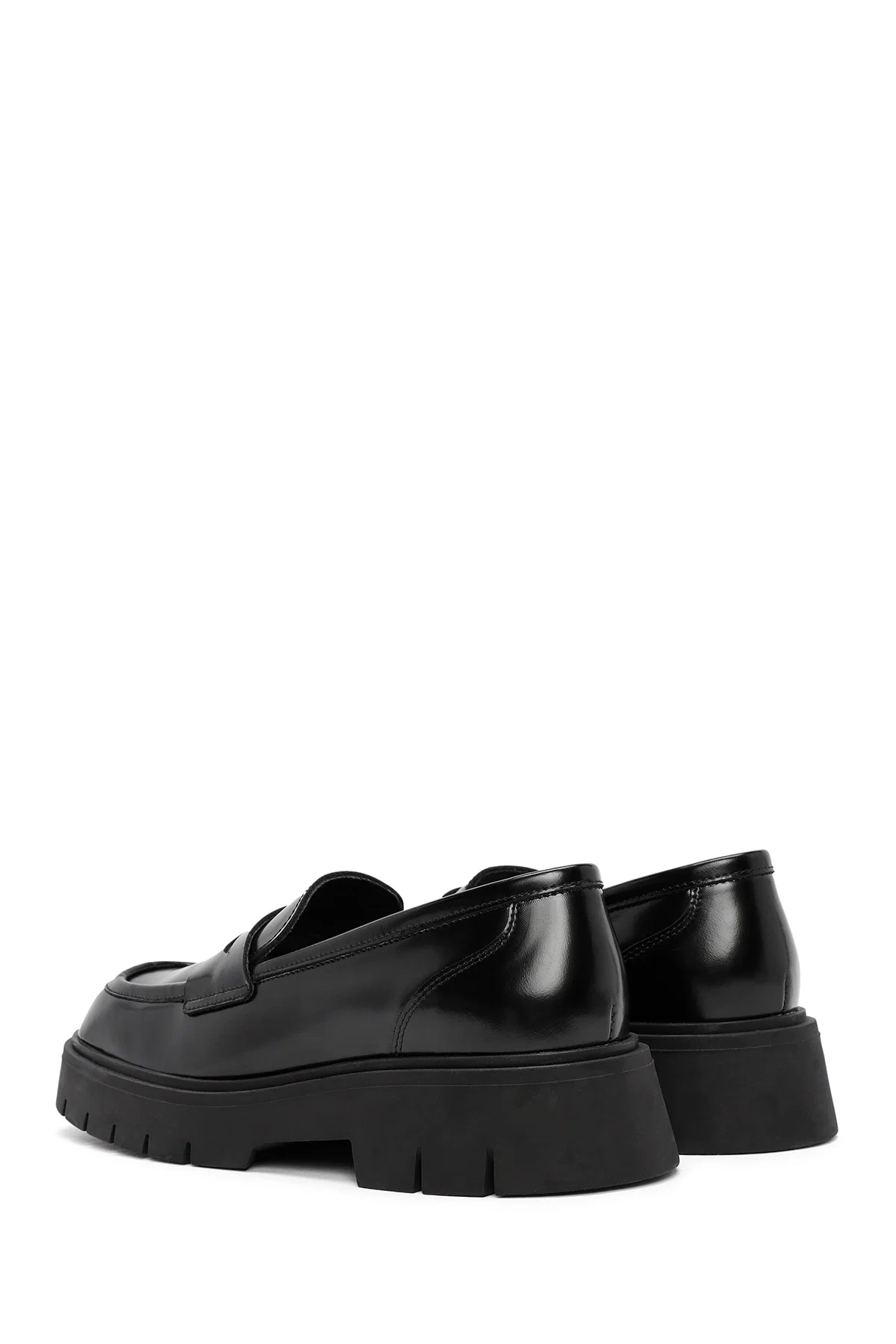 Kadın Siyah Deri Maskülen Loafer - Image 5